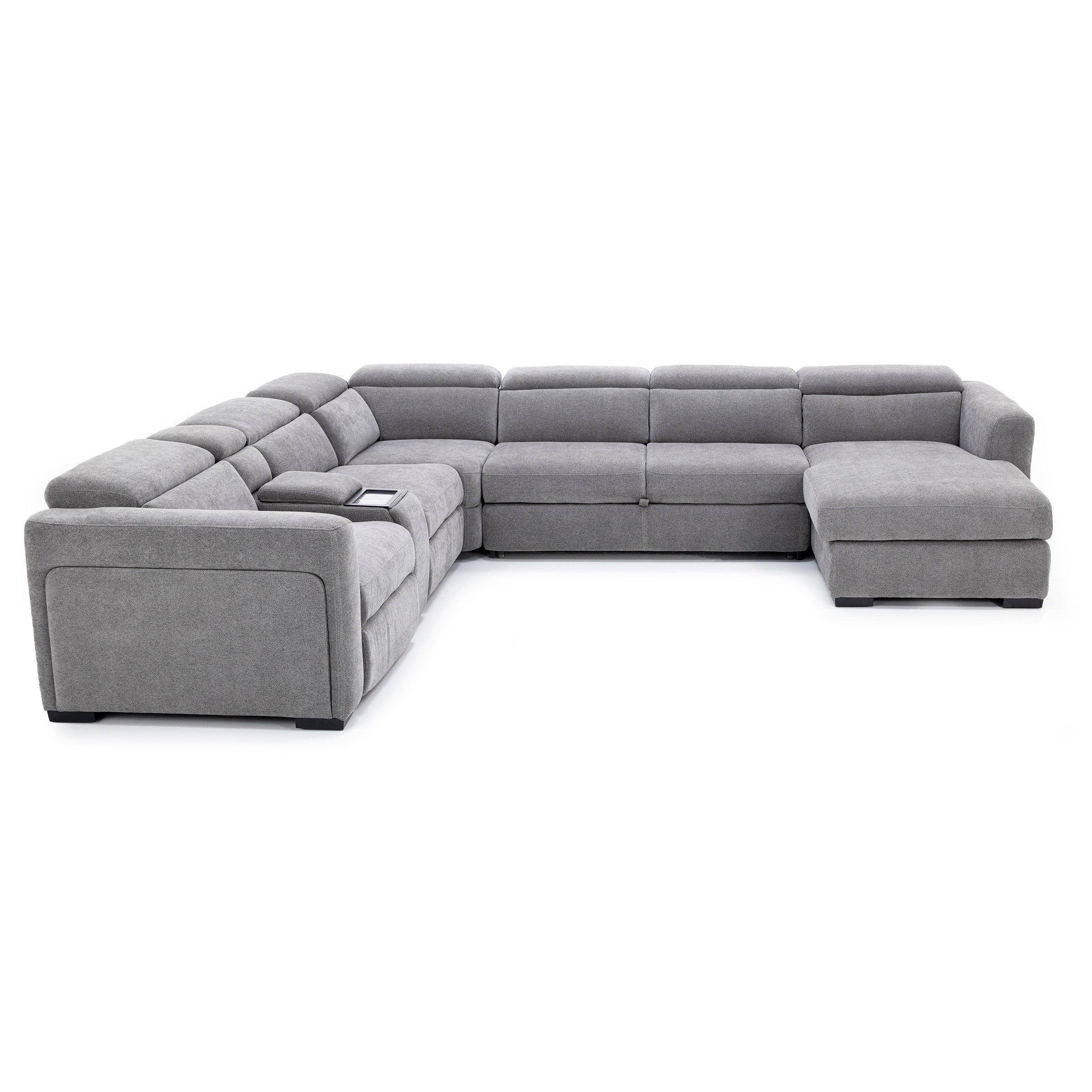 Surround 6-Pc. Fully Loaded Reclining Chaise Sectional With Sleeper And Bluetooth Speakers