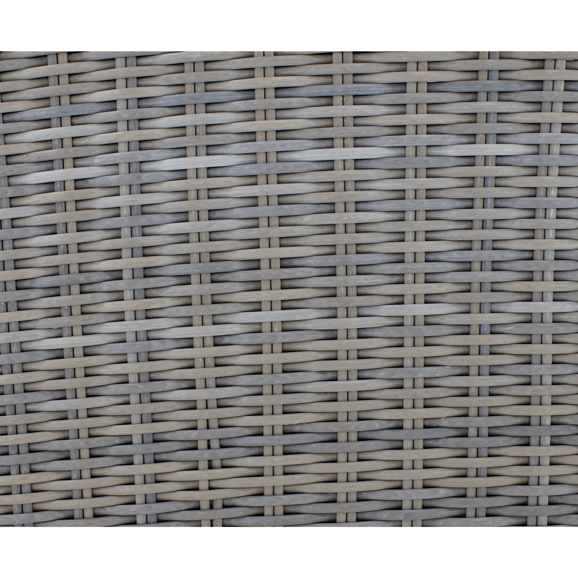 Close-up of gray wicker weave texture, showing horizontal and vertical pattern.