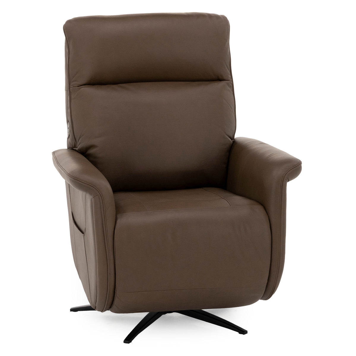 Zen Haven Leather Power Swivel Recliner with Power Headrest, Heat, Massage, Ventilation and Wireless Remote