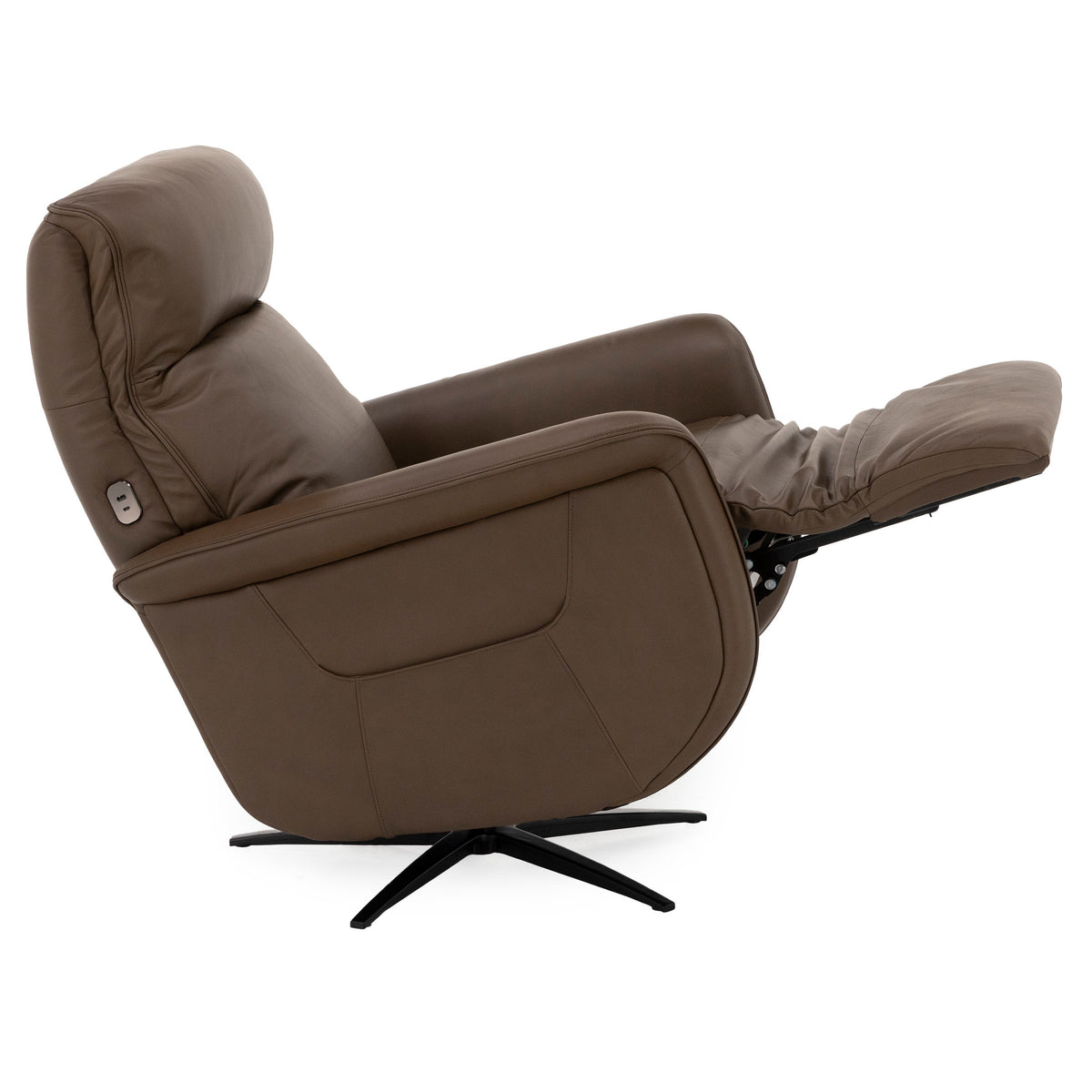 Zen Haven Leather Power Swivel Recliner with Power Headrest, Heat, Massage, Ventilation and Wireless Remote