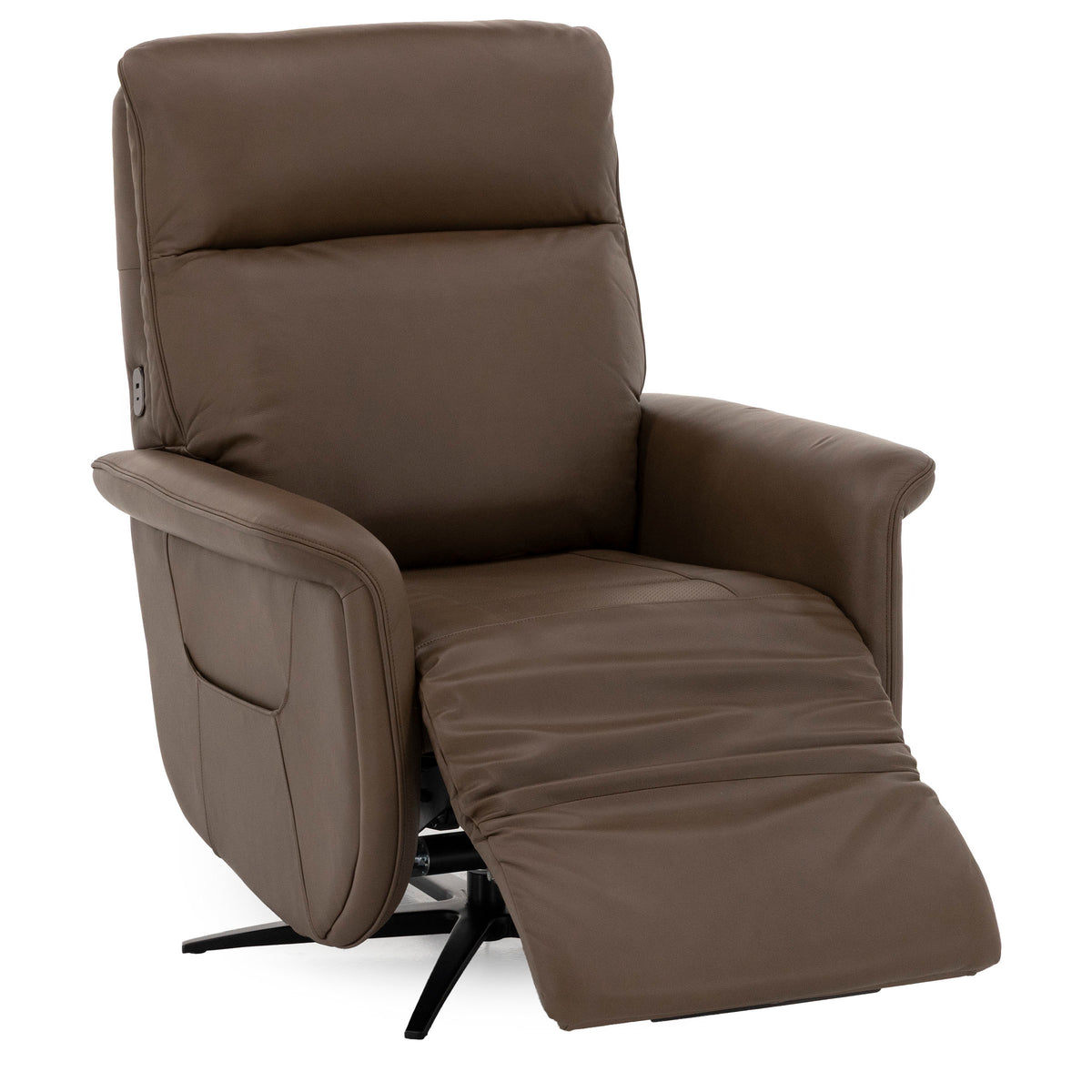 Zen Haven Leather Power Swivel Recliner with Power Headrest, Heat, Massage, Ventilation and Wireless Remote