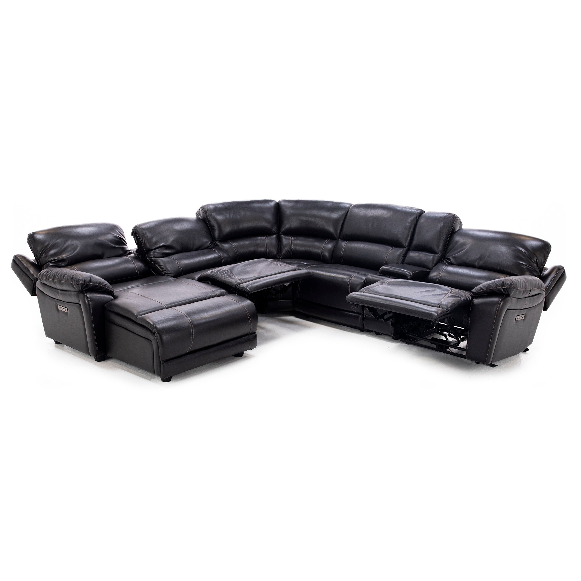 Laredo IV 6-Pc. Leather Power Headrest Reclining Modular Chaise