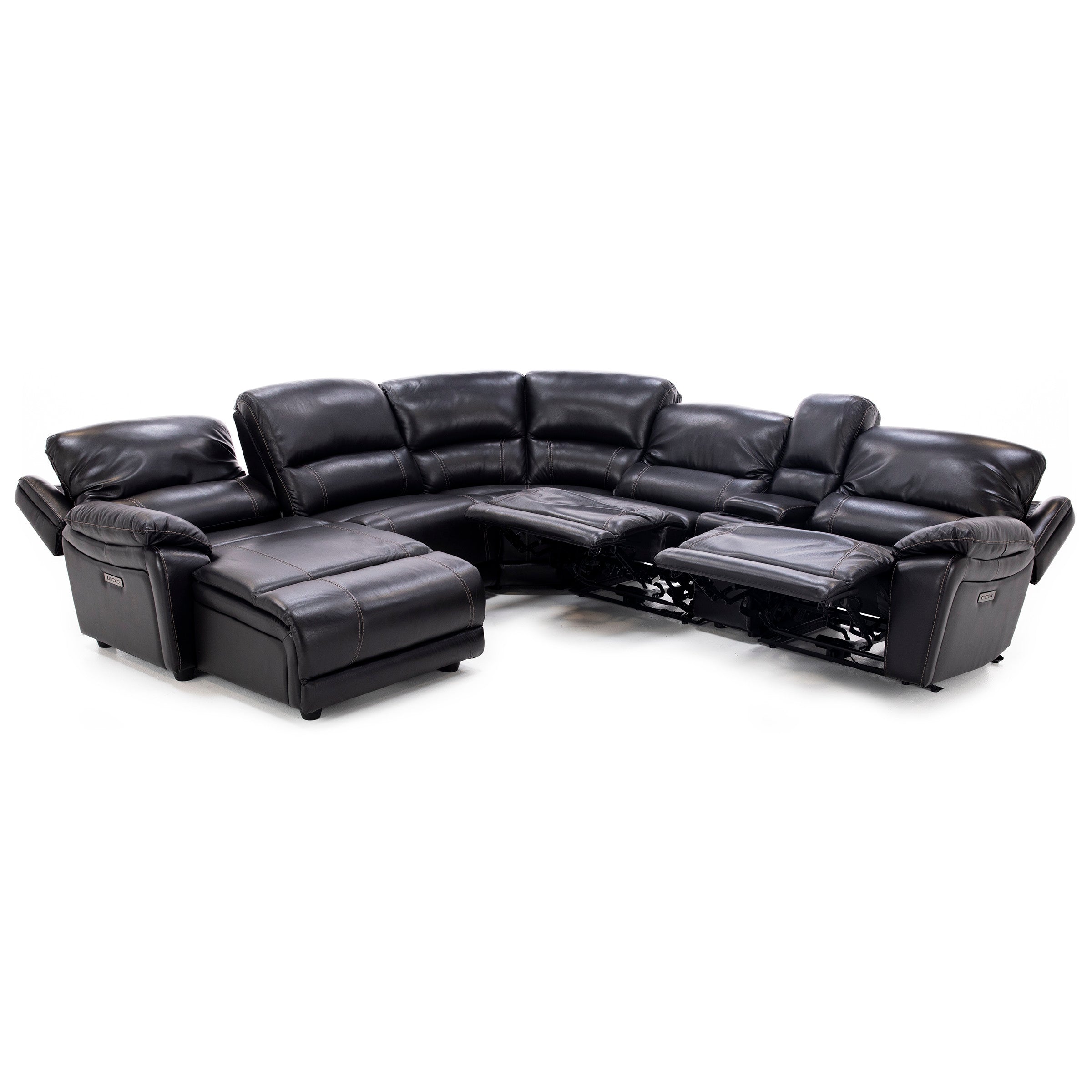 Laredo IV 6-Pc. Leather Power Headrest Reclining Modular Chaise
