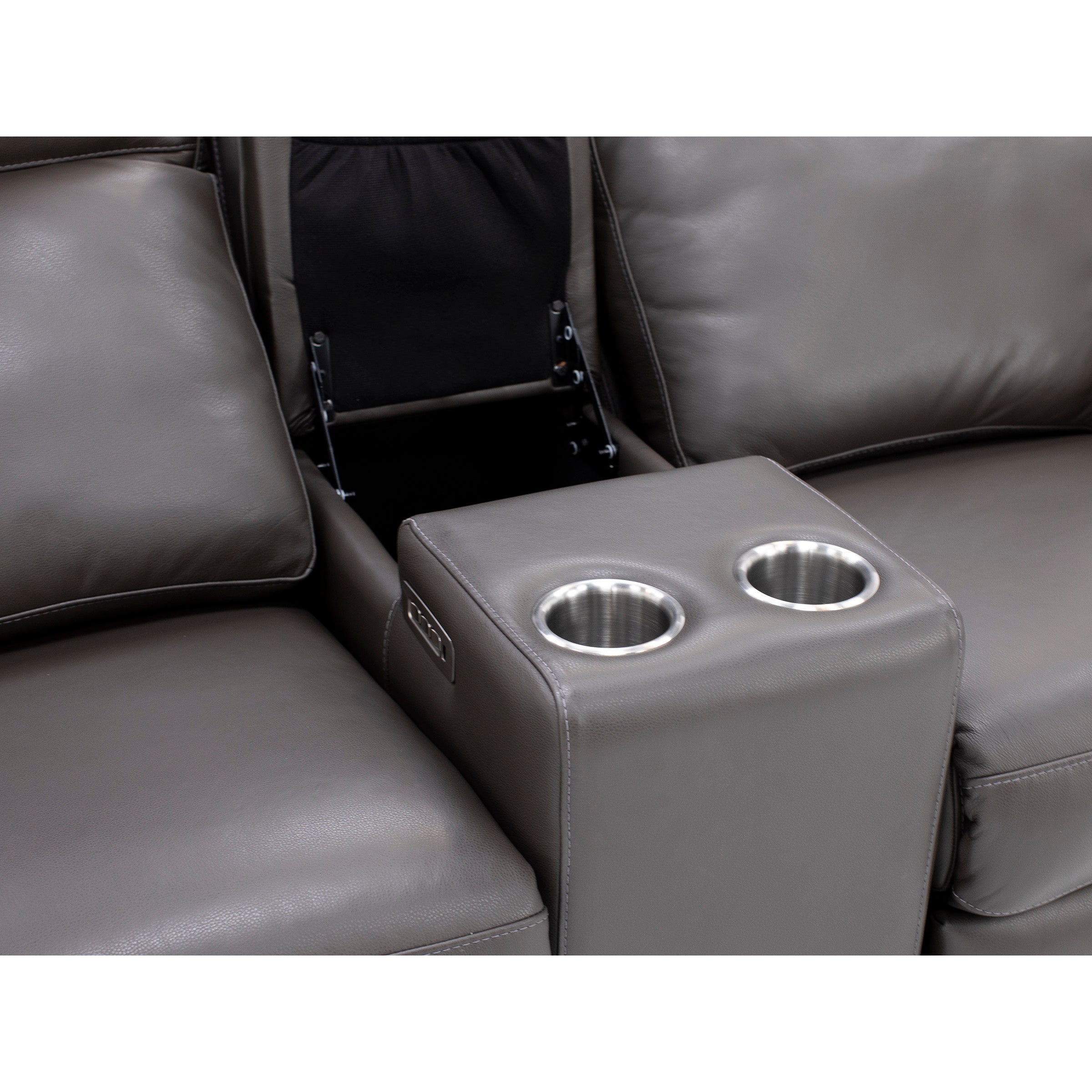 Design and Recline Lyndsey 2-Pc. Leather Fully Loaded Console Reclining Loveseat