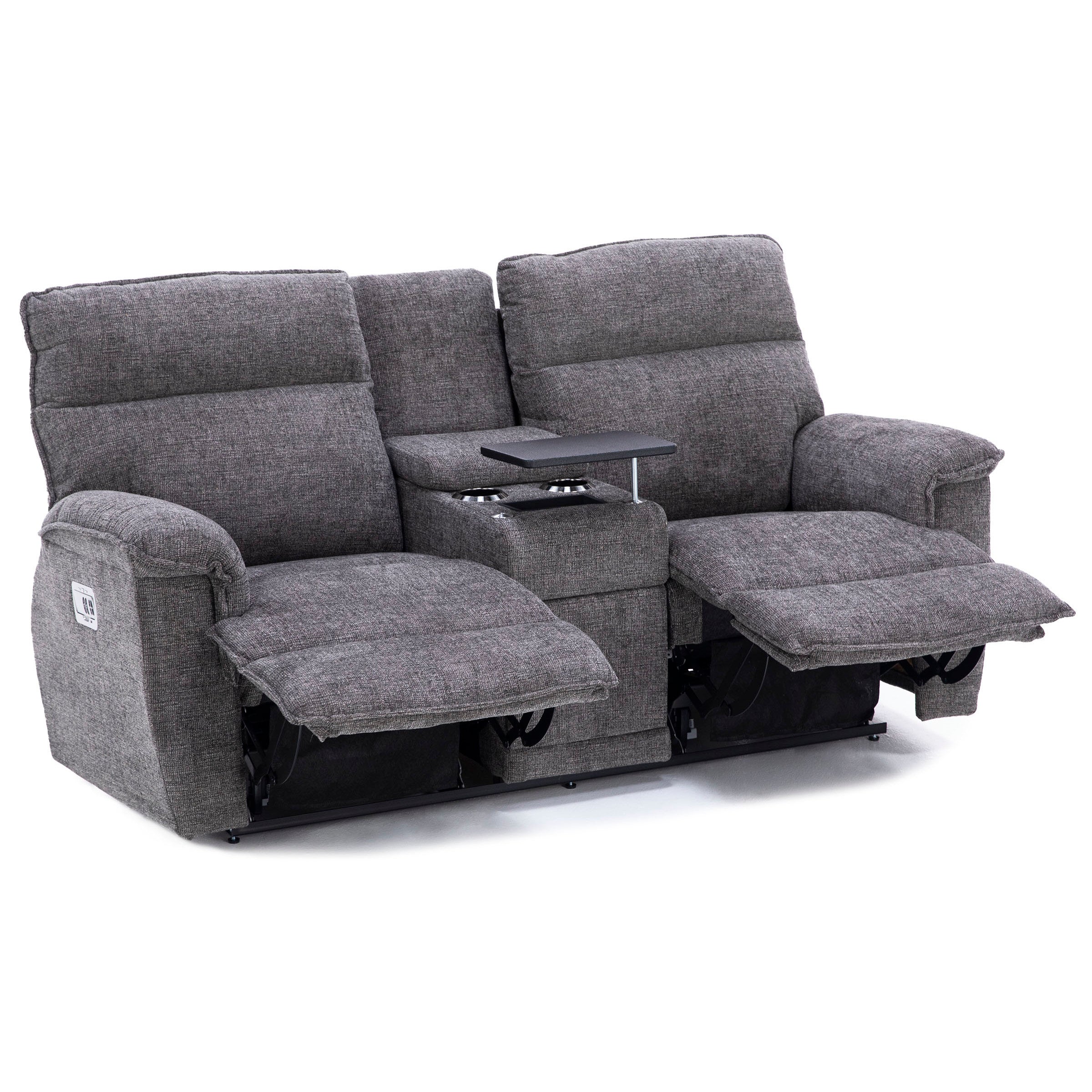 Jay Power Headrest Reclining Console Loveseat With Dual Wireless Remotes