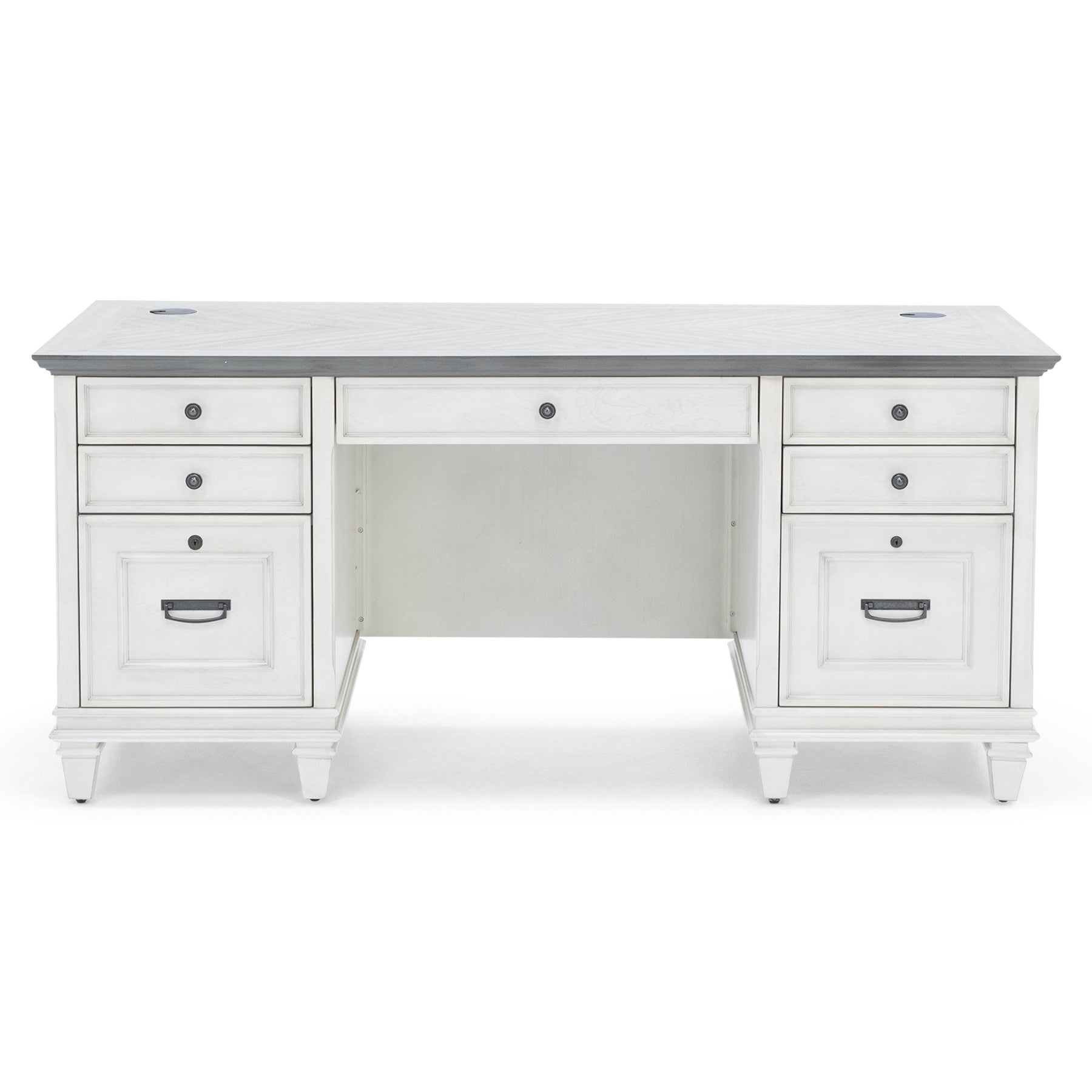 White Estate Double Pedestal Desk