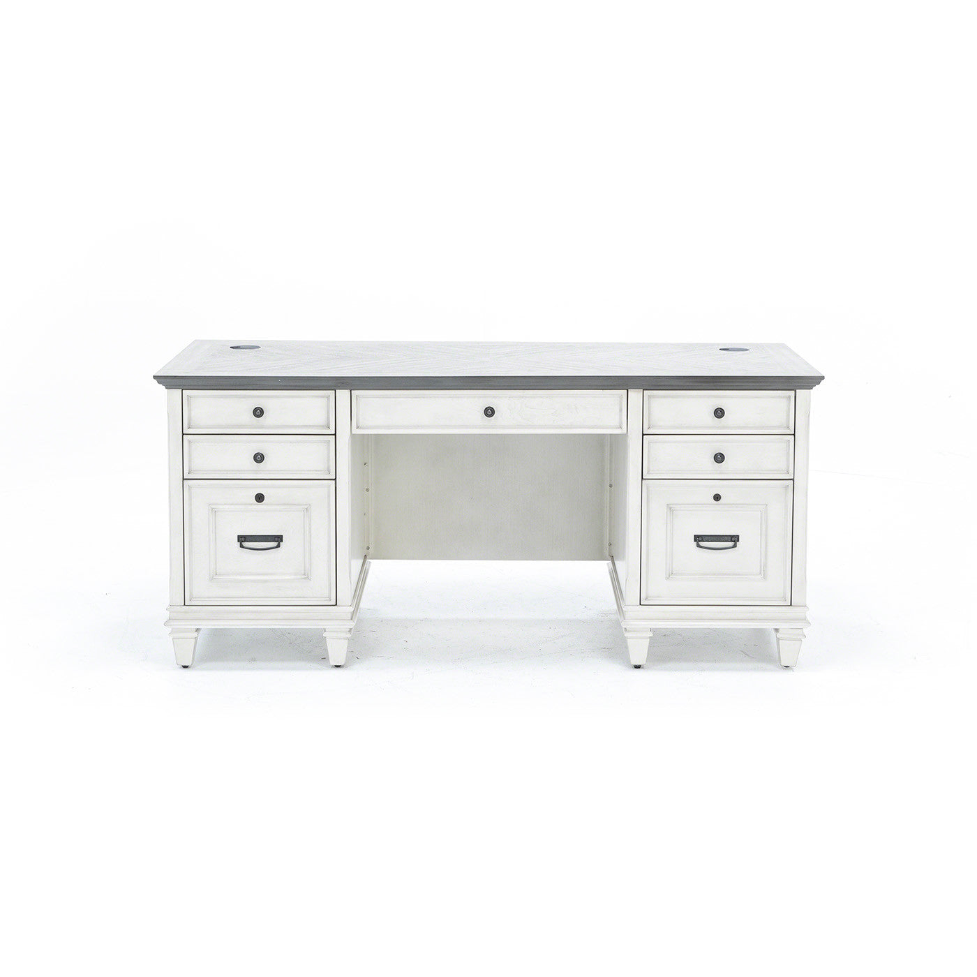 White Estate Double Pedestal Desk