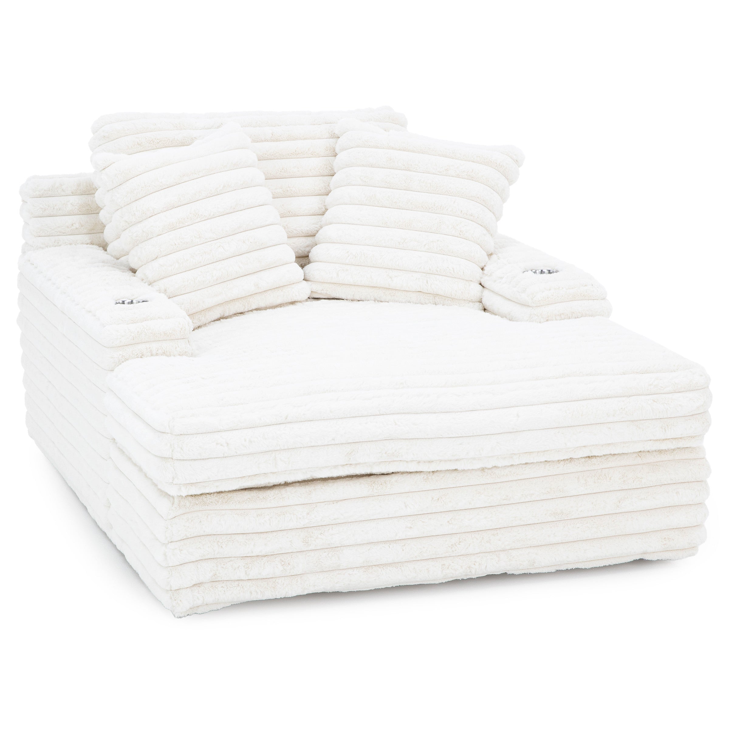 Nestle Small Chaise Lounge With Dual Cupholders And Charging Ports