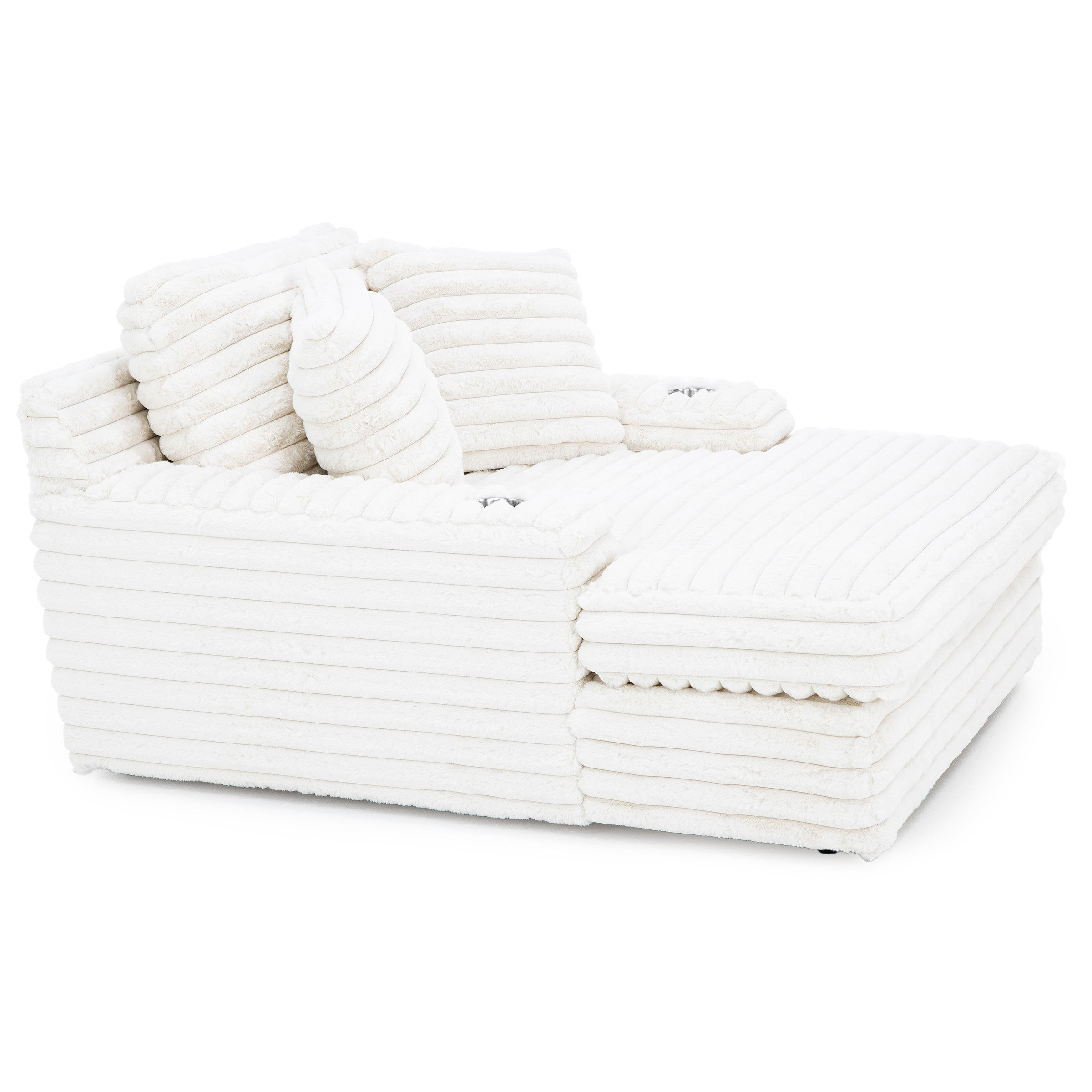 Nestle Small Chaise Lounge With Dual Cupholders And Charging Ports