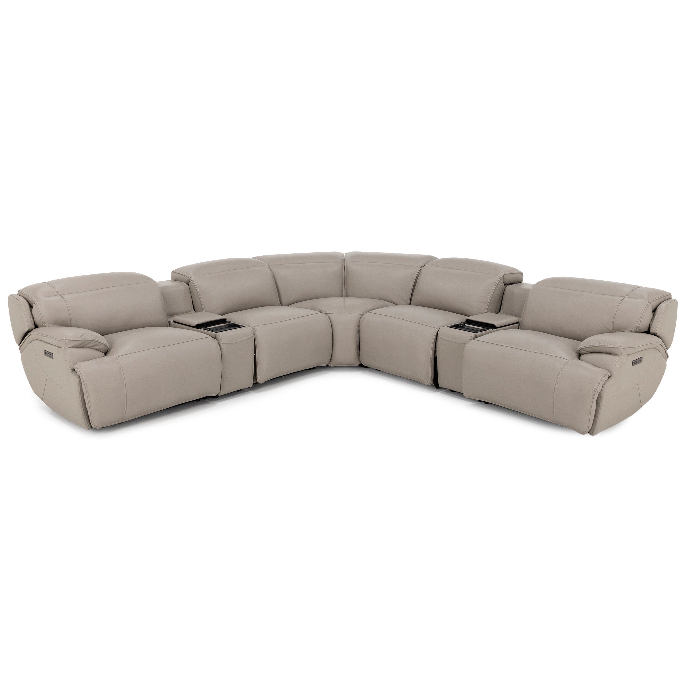 Carrie 7-Pc. Leather Zero Gravity Power Headrest Reclining Modular With Refrigerator Console
