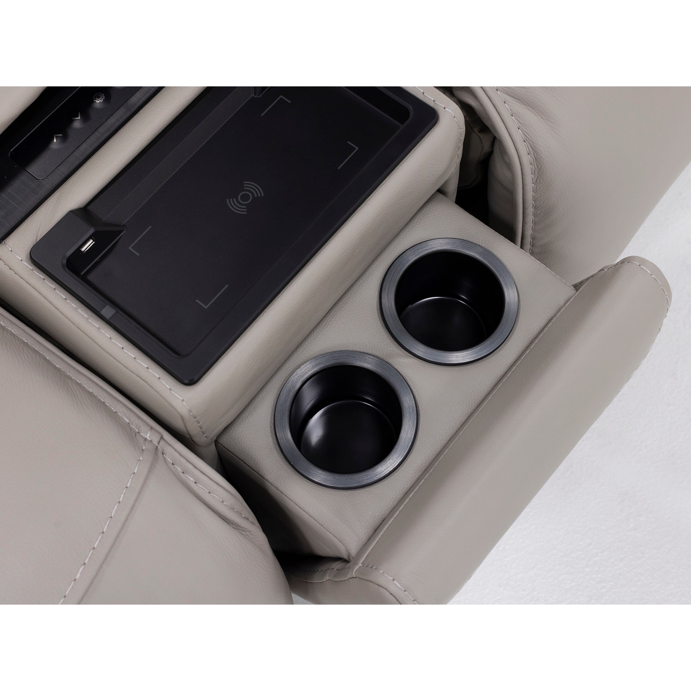 Carrie 7-Pc. Leather Zero Gravity Power Headrest Reclining Modular With Refrigerator Console