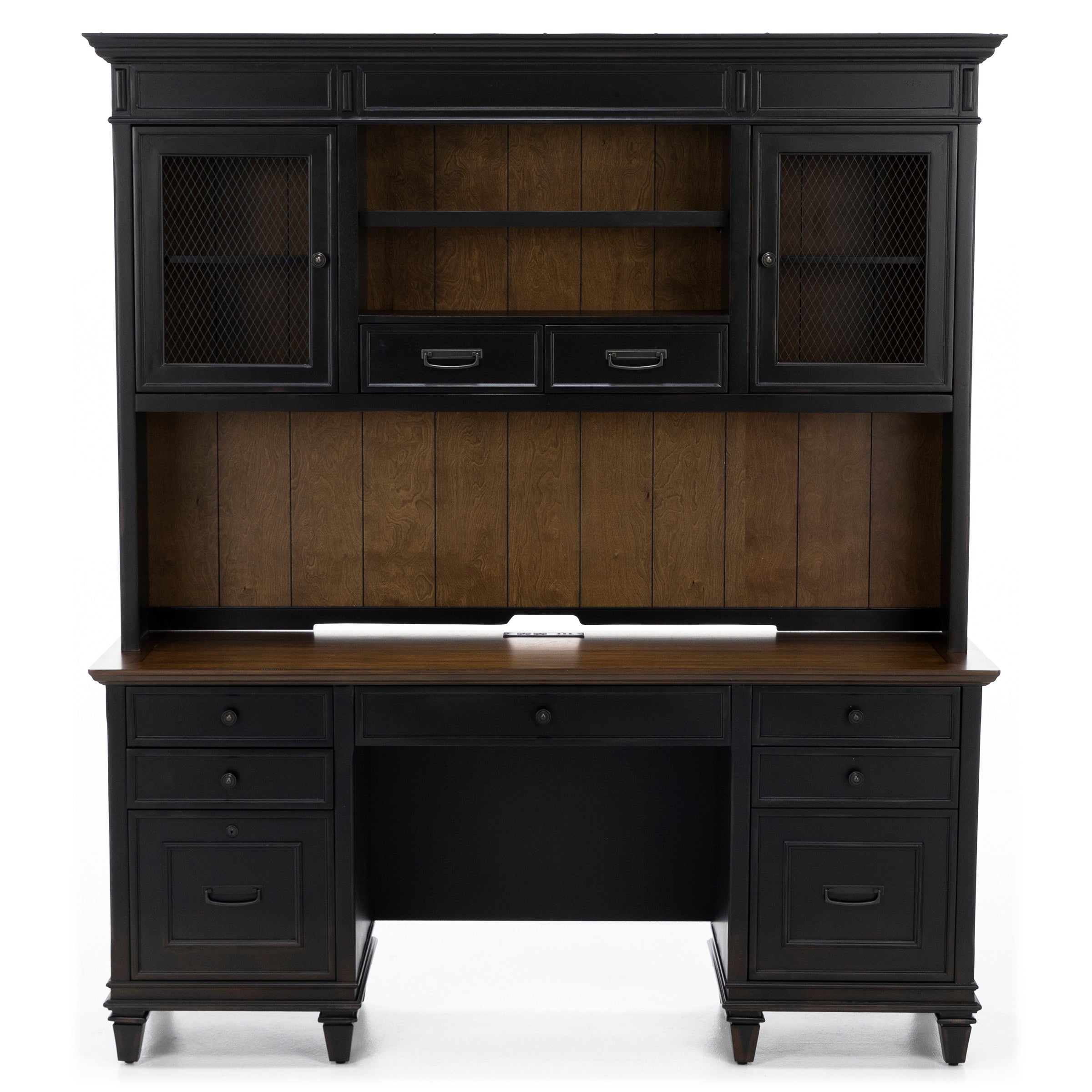 Estate Black Credenza and Hutch