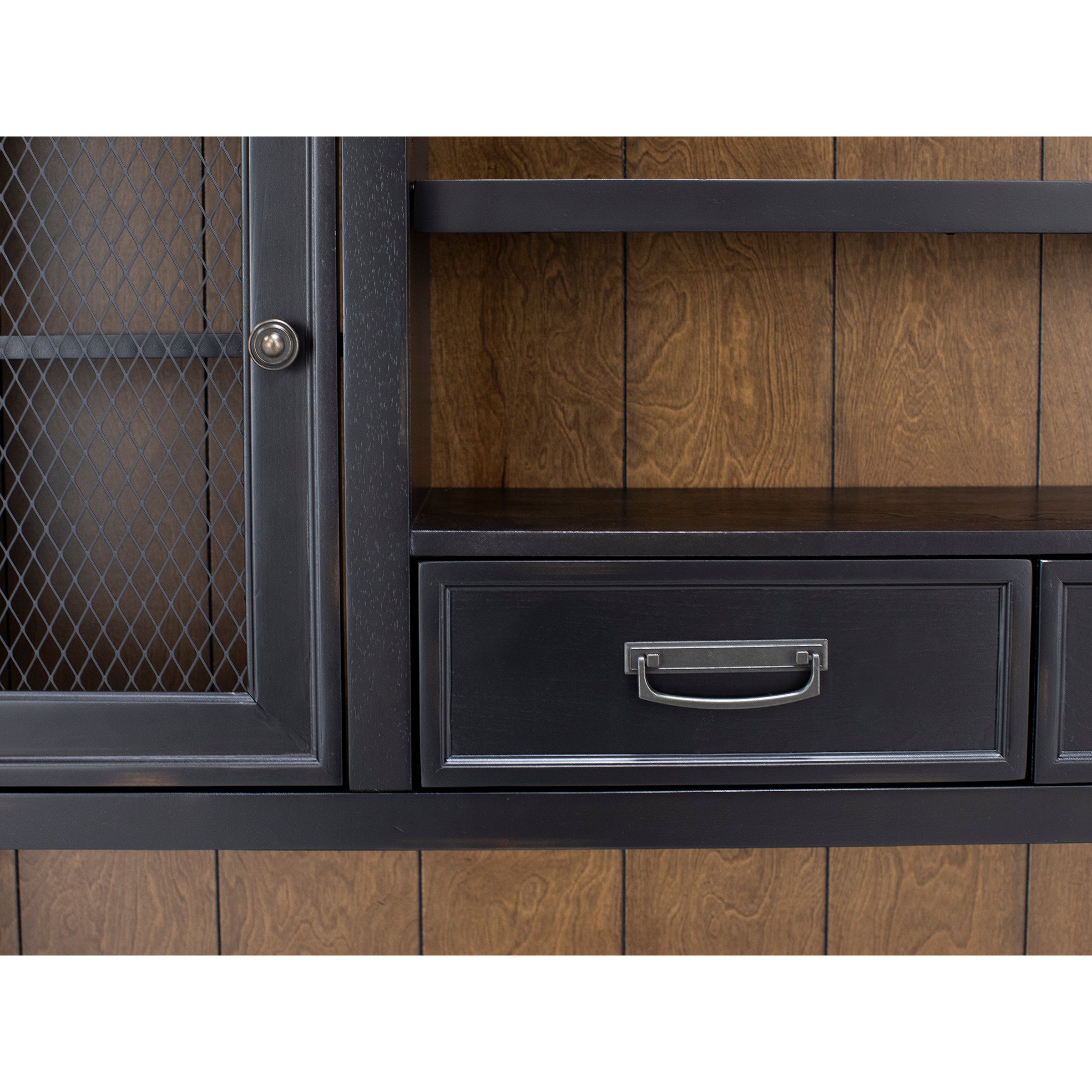 Estate Black Credenza and Hutch