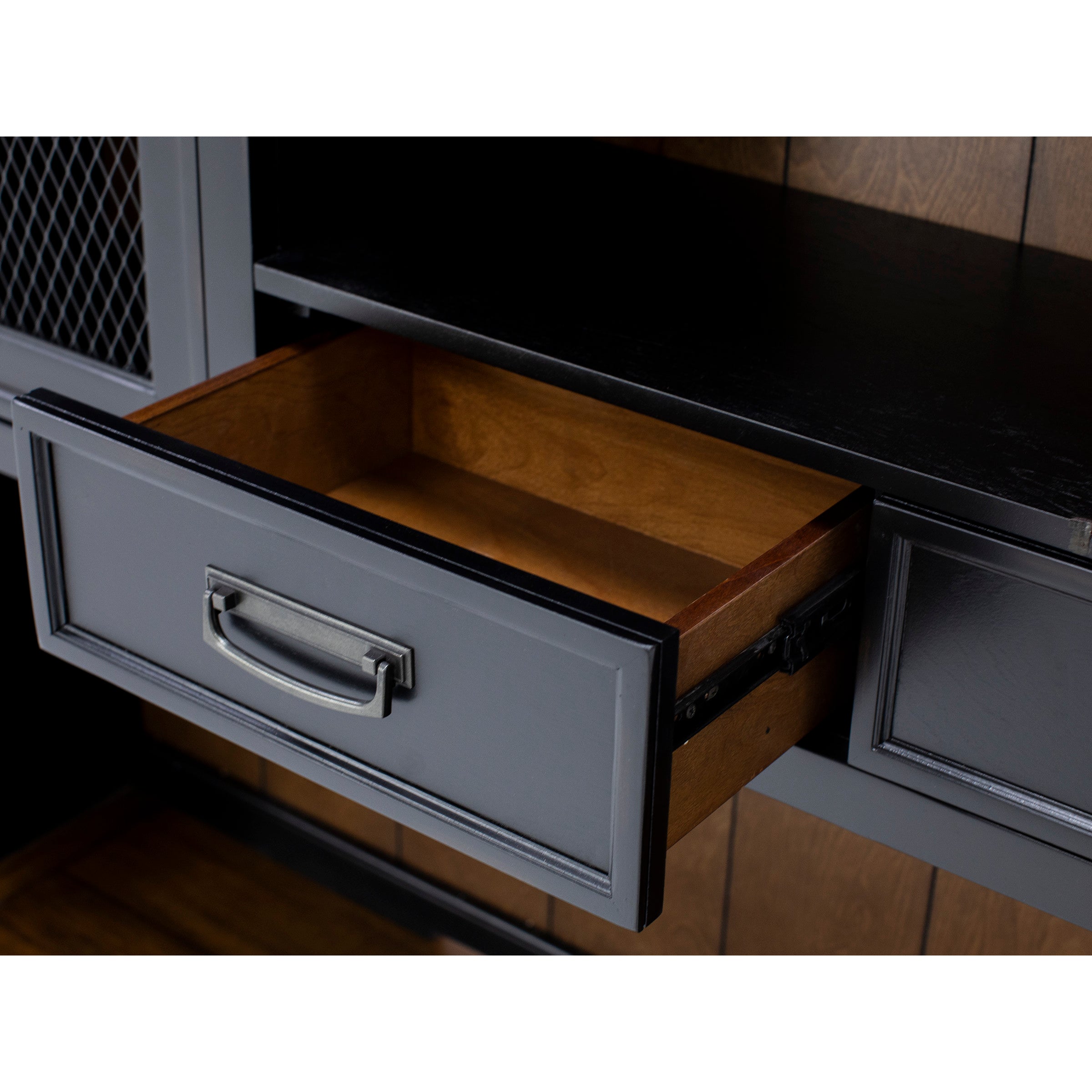 Estate Black Credenza and Hutch