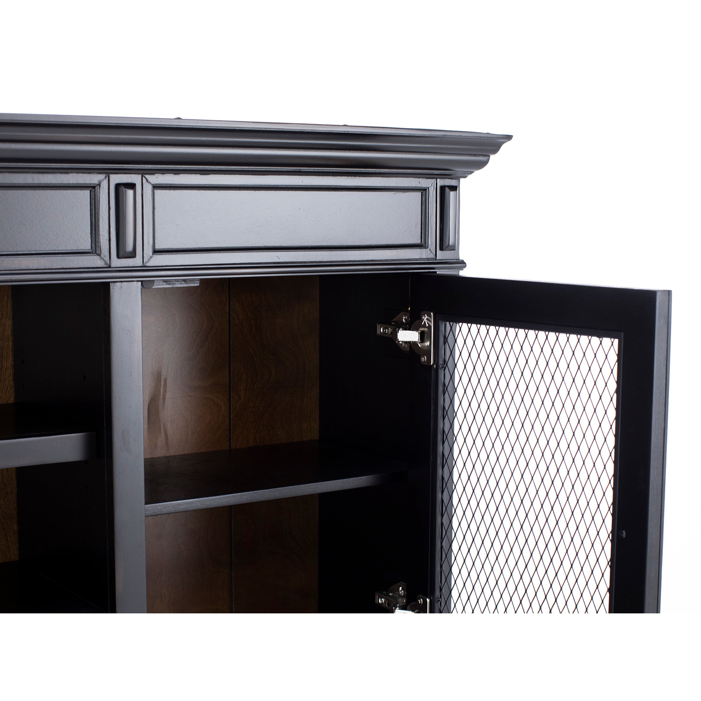 Estate Black Credenza and Hutch