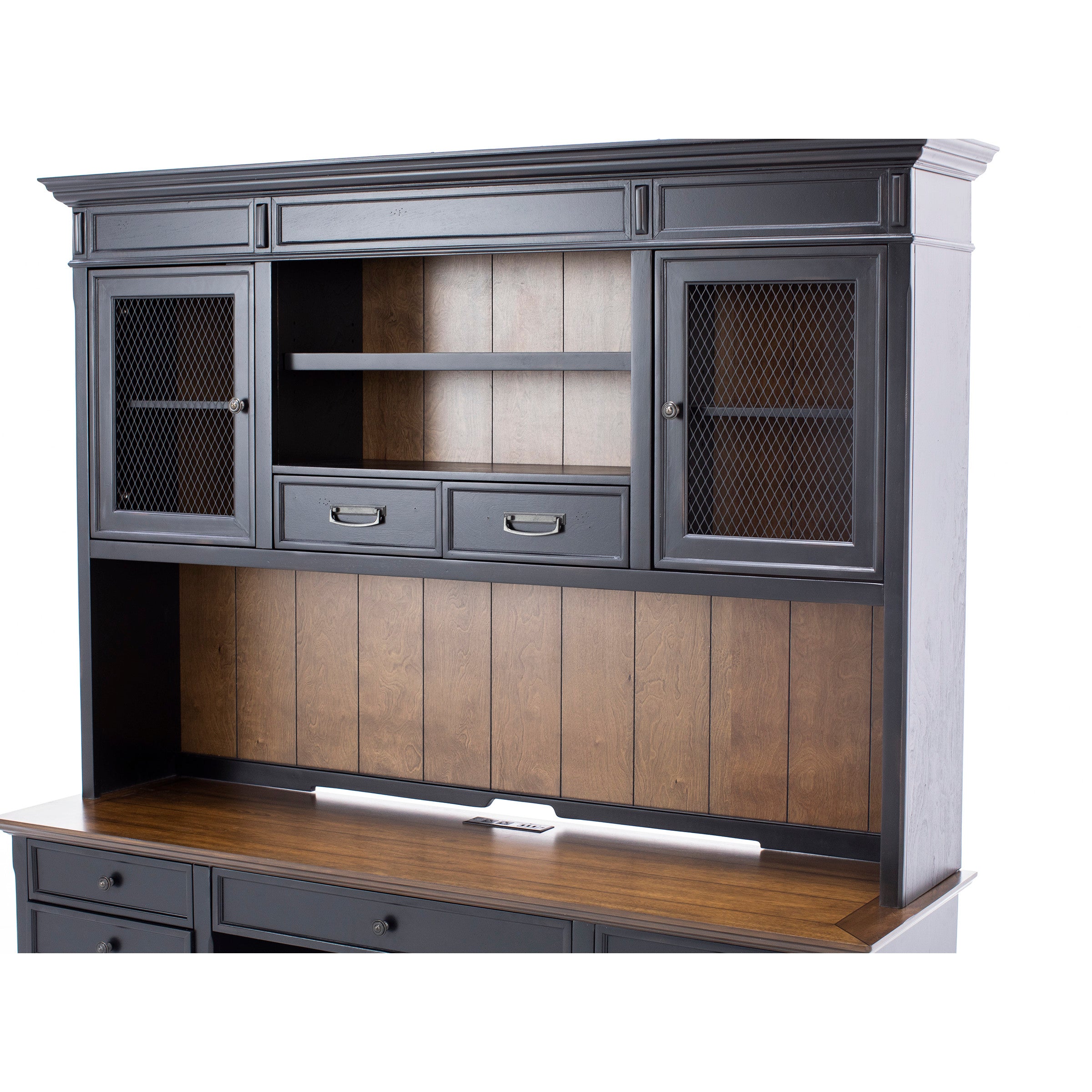Estate Black Credenza and Hutch