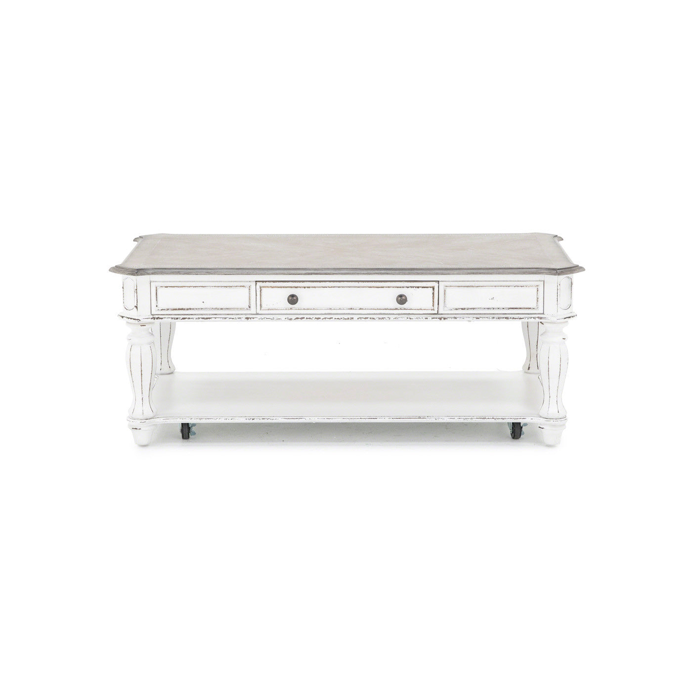 Magnolia Manor Rectangular Cocktail Table In Classic Distressed White