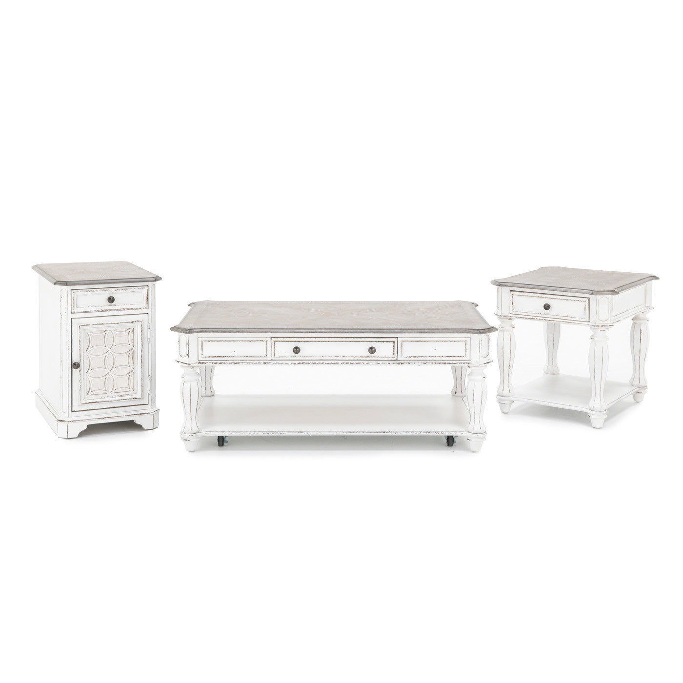 Magnolia Manor Rectangular Cocktail Table In Classic Distressed White