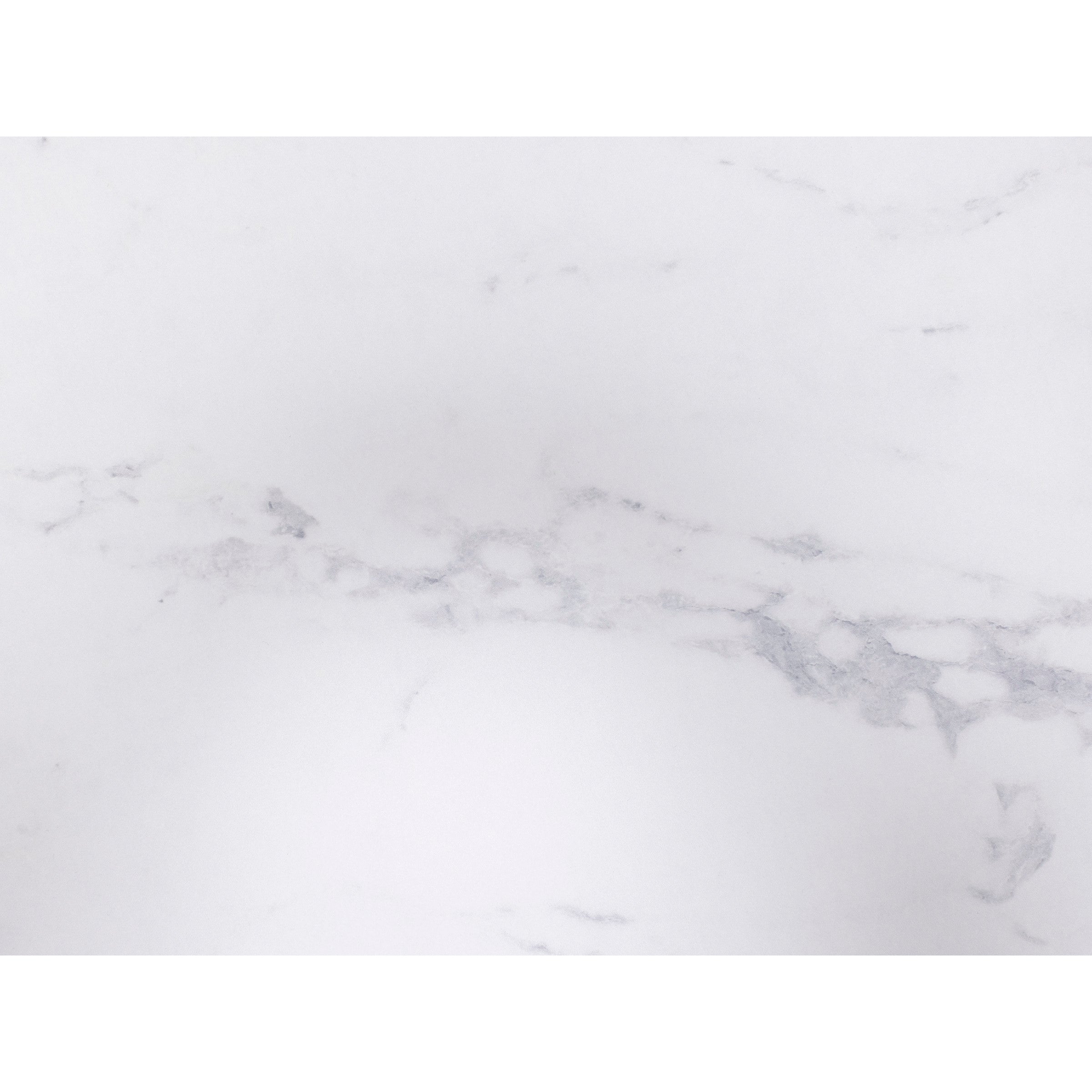 White marble surface with subtle grey veining.