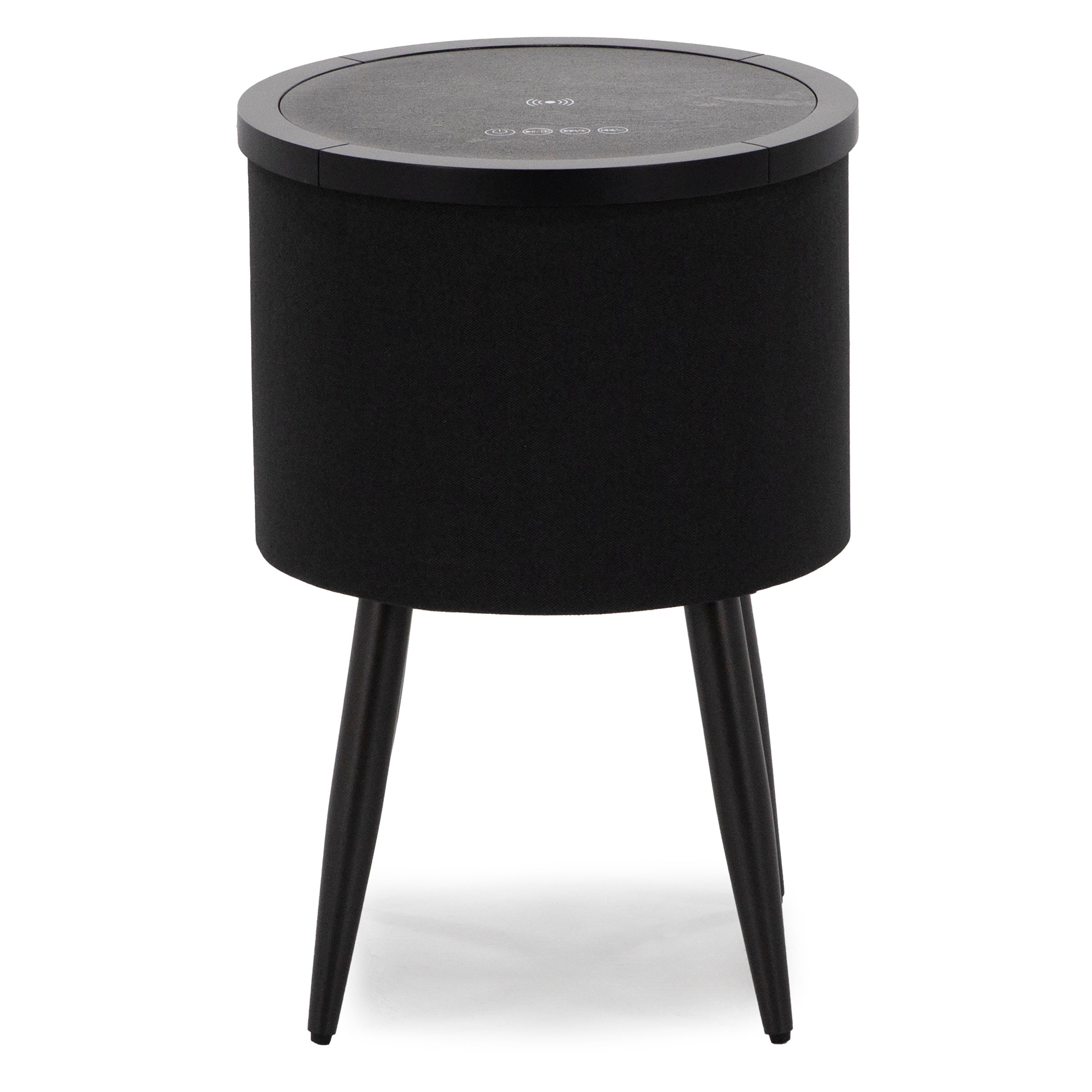 Halo Round Smart End Table in Black