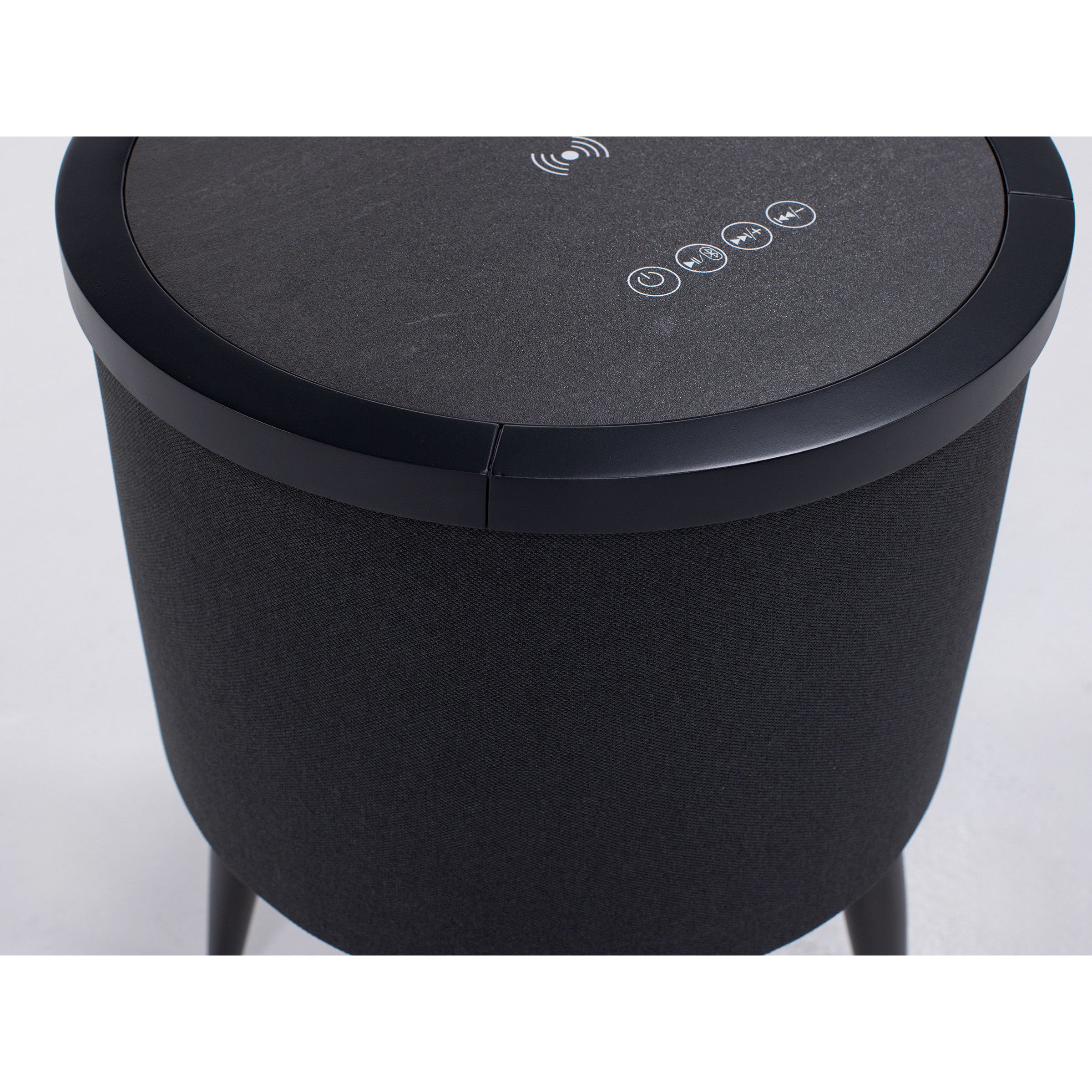 Halo Round Smart End Table in Black