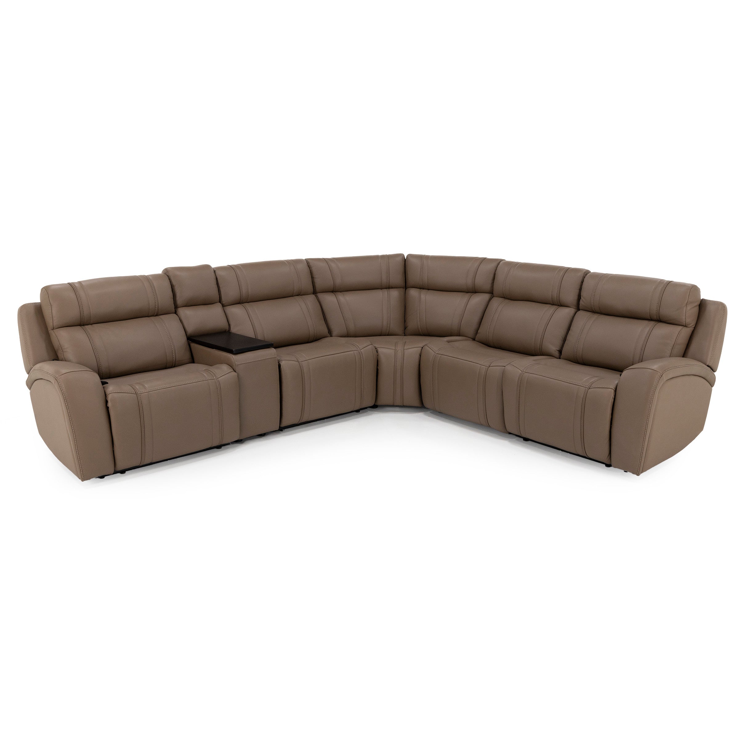 Maverick 6-Pc Leather Fully Loaded Reclining Modular With Drop Down Table And Massage
