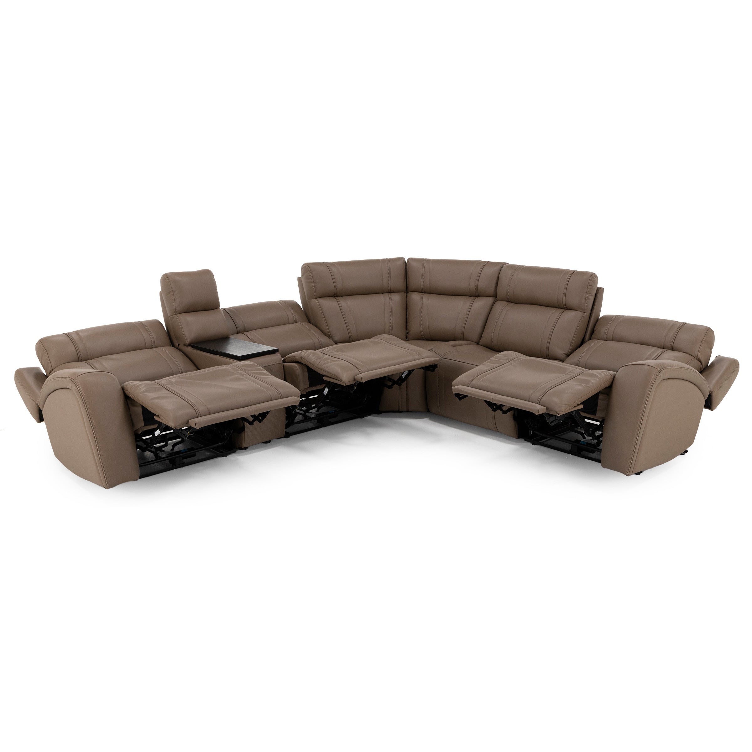 Maverick 6-Pc Leather Fully Loaded Reclining Modular With Drop Down Table And Massage