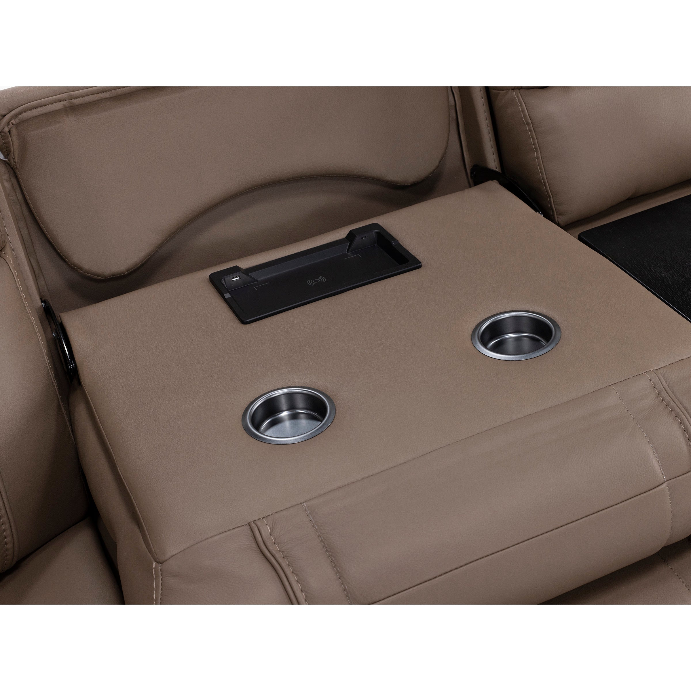 Maverick 6-Pc Leather Fully Loaded Reclining Modular With Drop Down Table And Massage