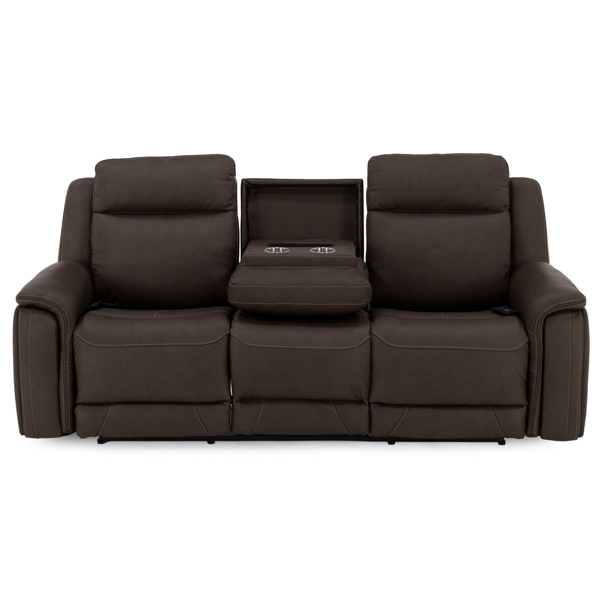 Isla Leather Fully Loaded Reclining Sofa With Heat Massage And Drop Down Table