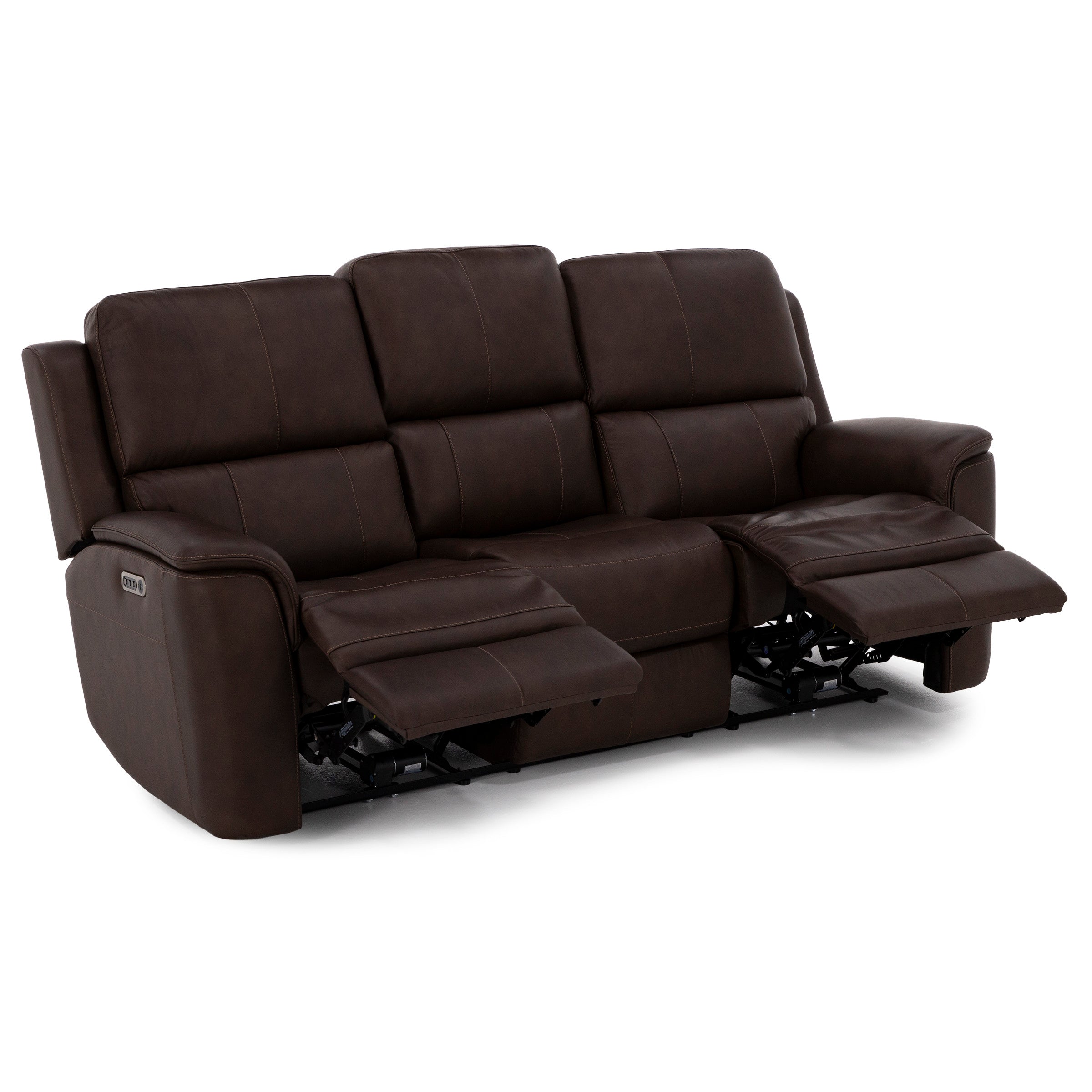 Flexsteel Hank Leather Fully Loaded Zero Gravity Reclining Sofa With Drop Down Table