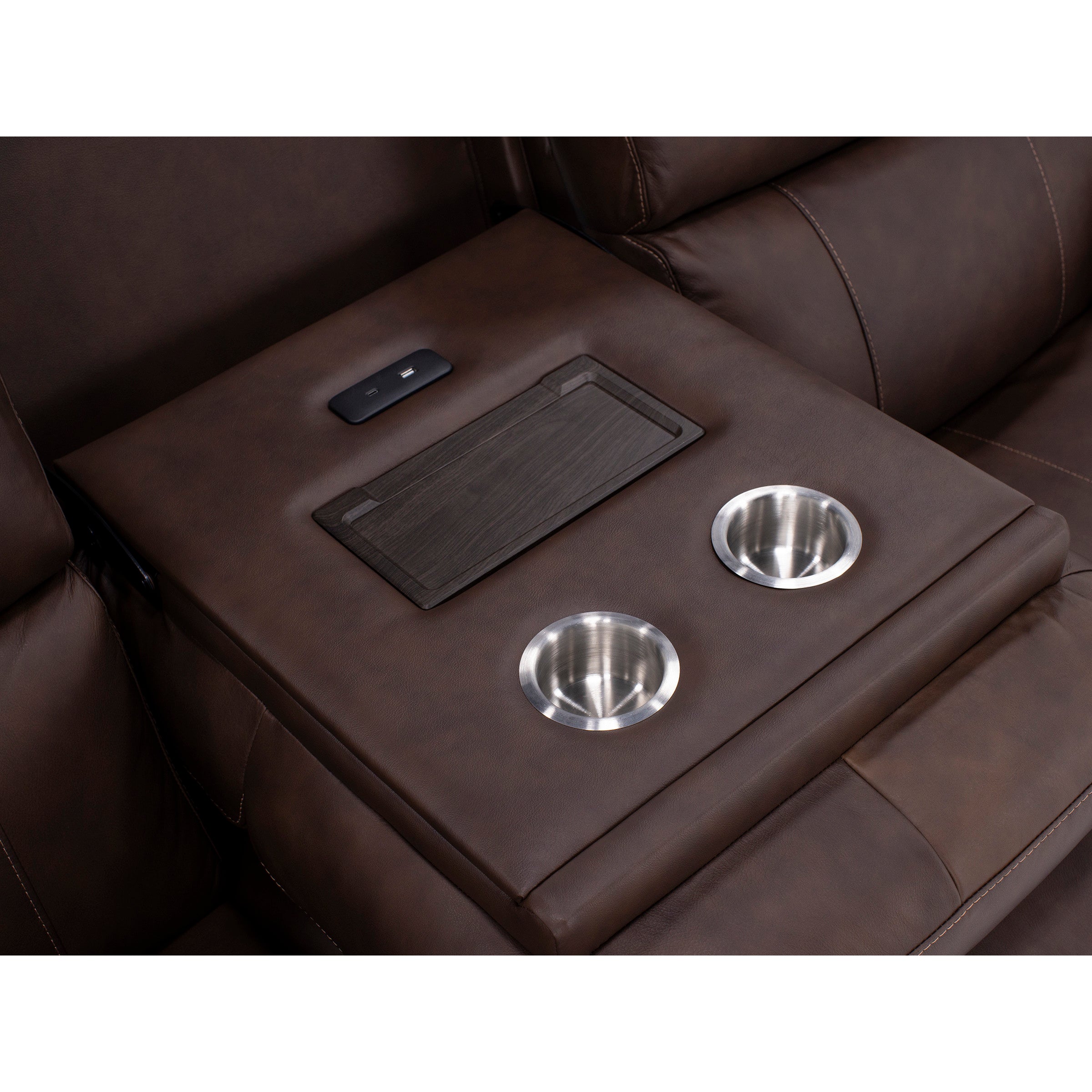 Flexsteel Hank Leather Fully Loaded Zero Gravity Reclining Sofa With Drop Down Table