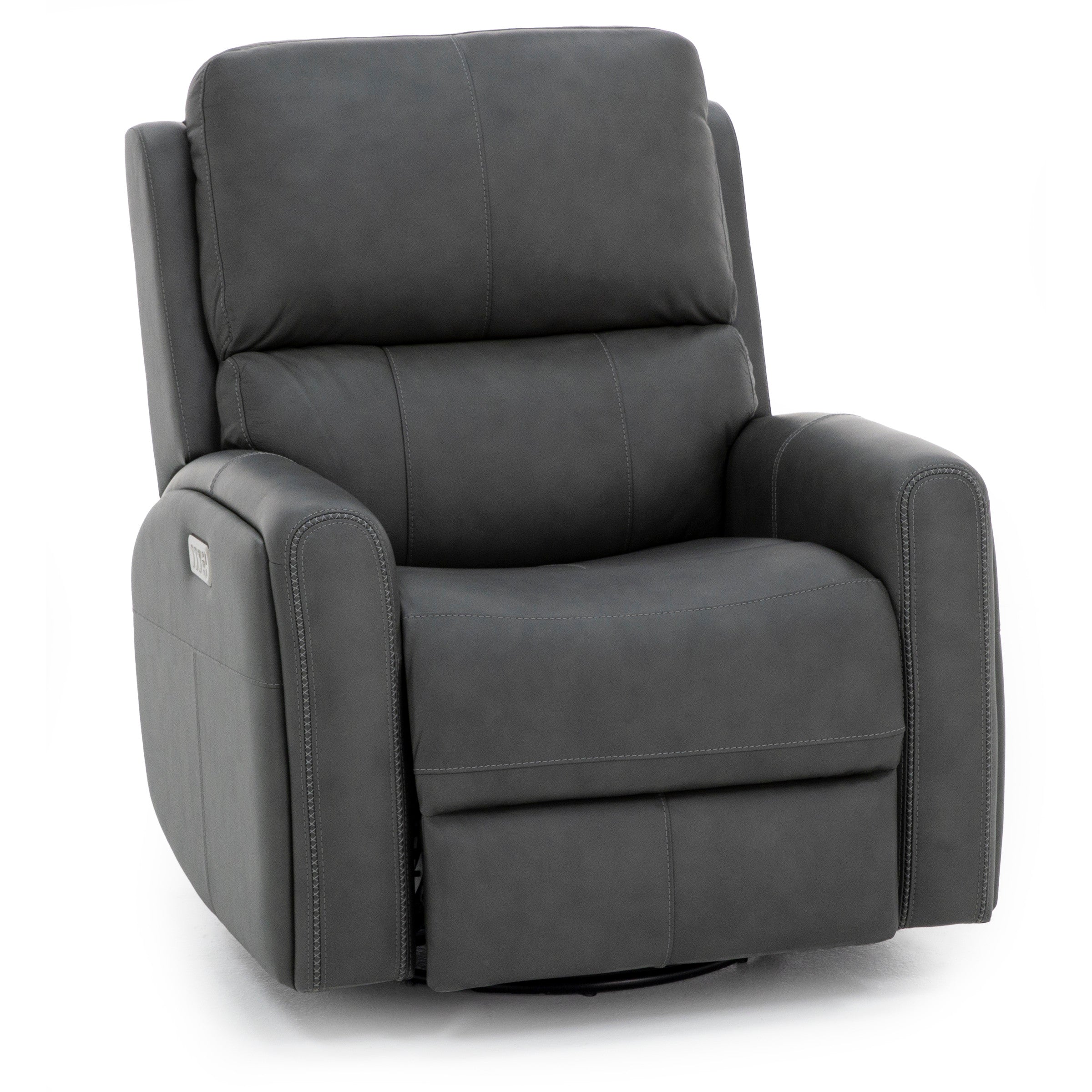 Flexsteel Landon Leather Fully Loaded Swivel Recliner With Heat and Massage