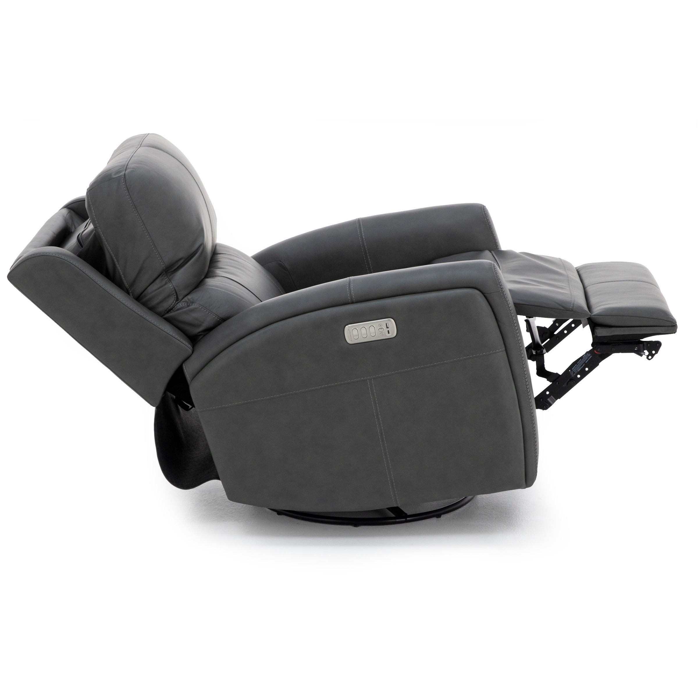 Flexsteel Landon Leather Fully Loaded Swivel Recliner With Heat and Massage