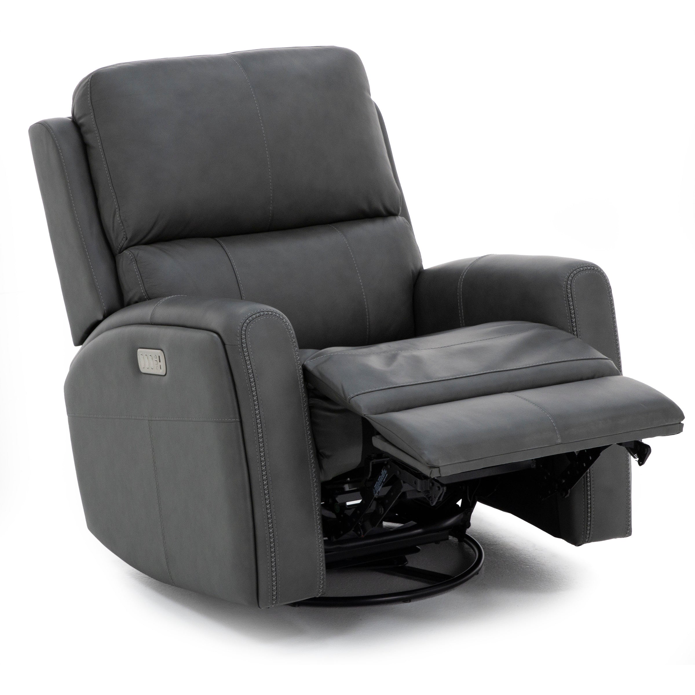Flexsteel Landon Leather Fully Loaded Swivel Recliner With Heat and Massage