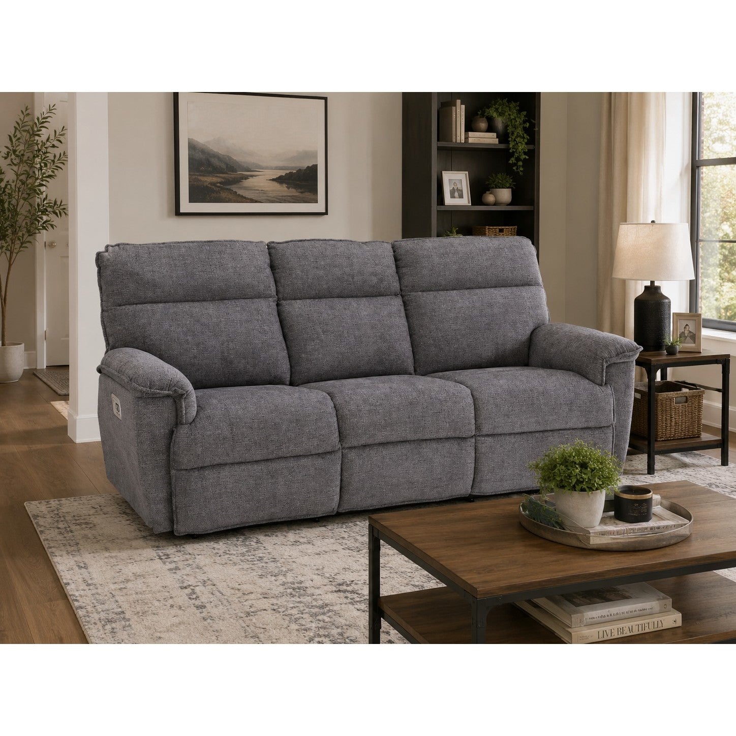 Jay Power Headrest Reclining Sofa With Dual Wireless Remotes