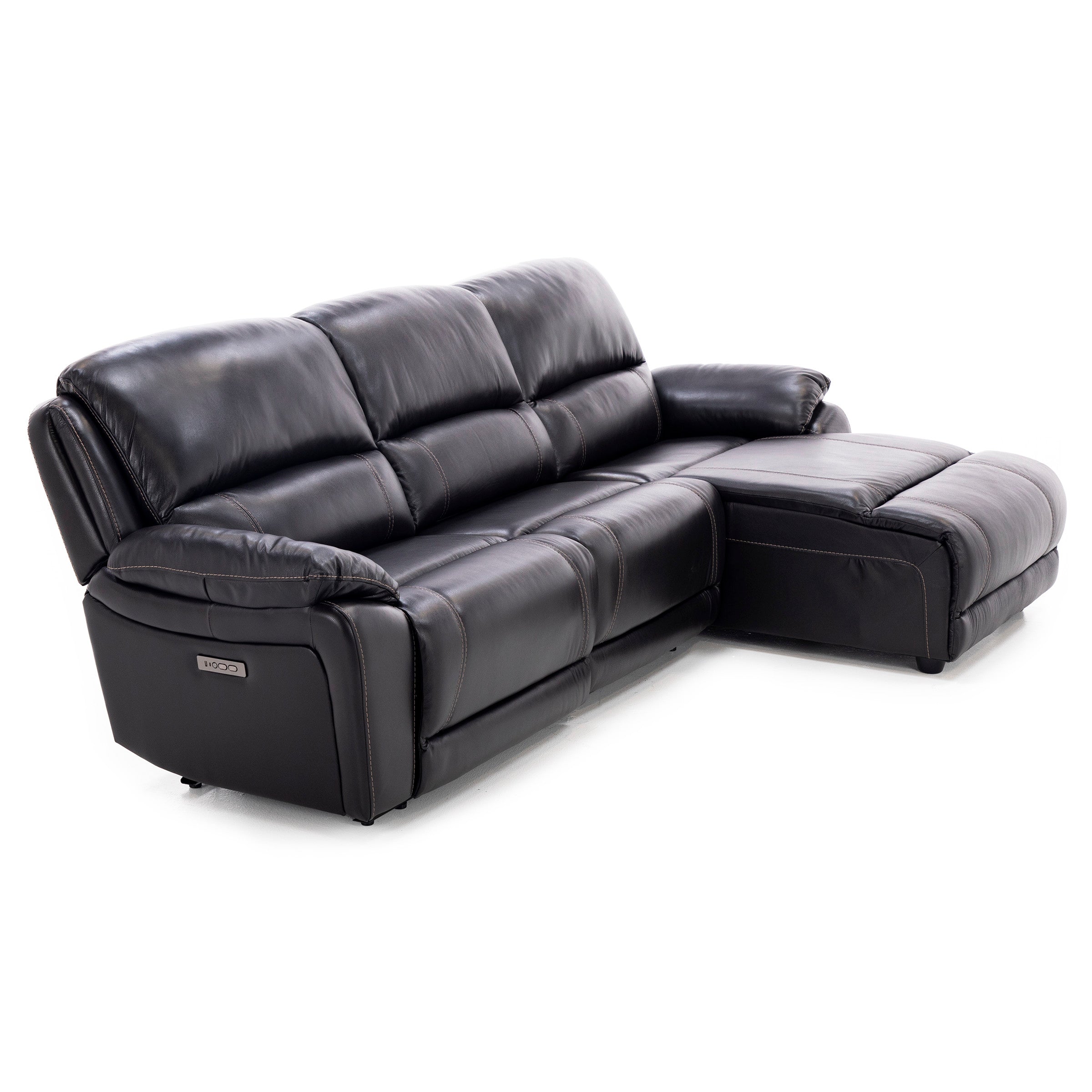 Laredo IV 3-Pc. Leather Power Headrest Reclining Chaise Sofa