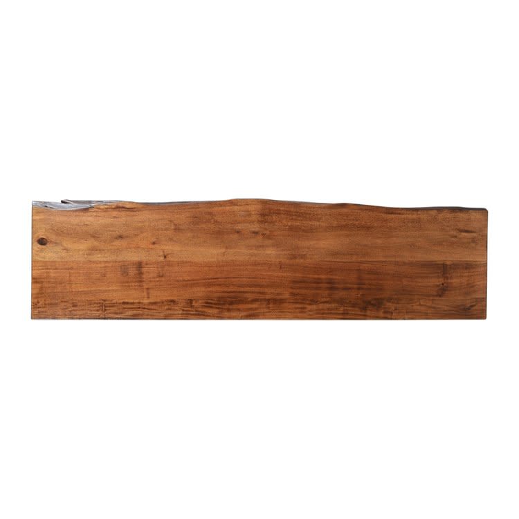 Rectangular wood headboard with a natural finish, shown on a white background.