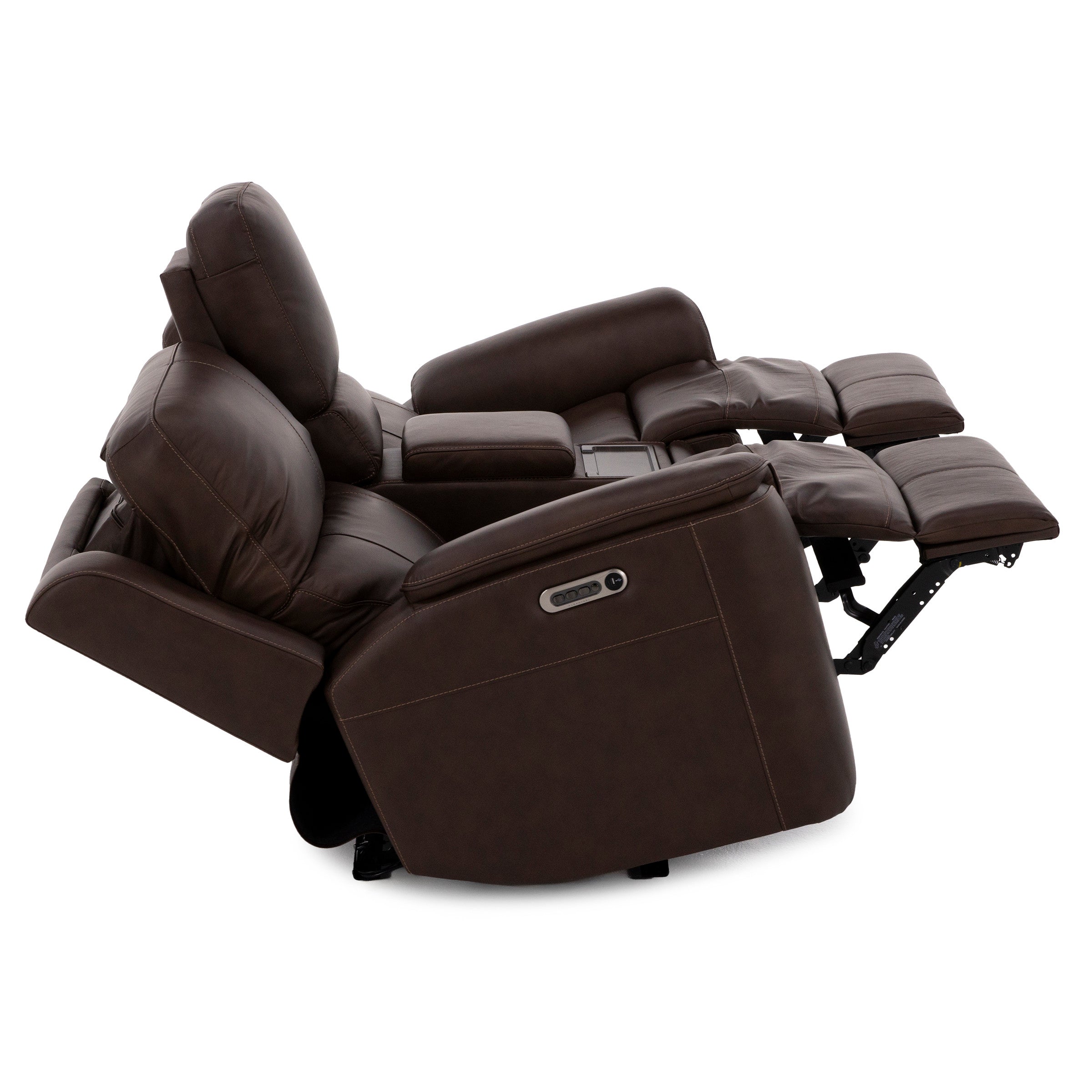 Flexsteel Hank Leather Fully Loaded Zero Gravity Console Reclining Loveseat