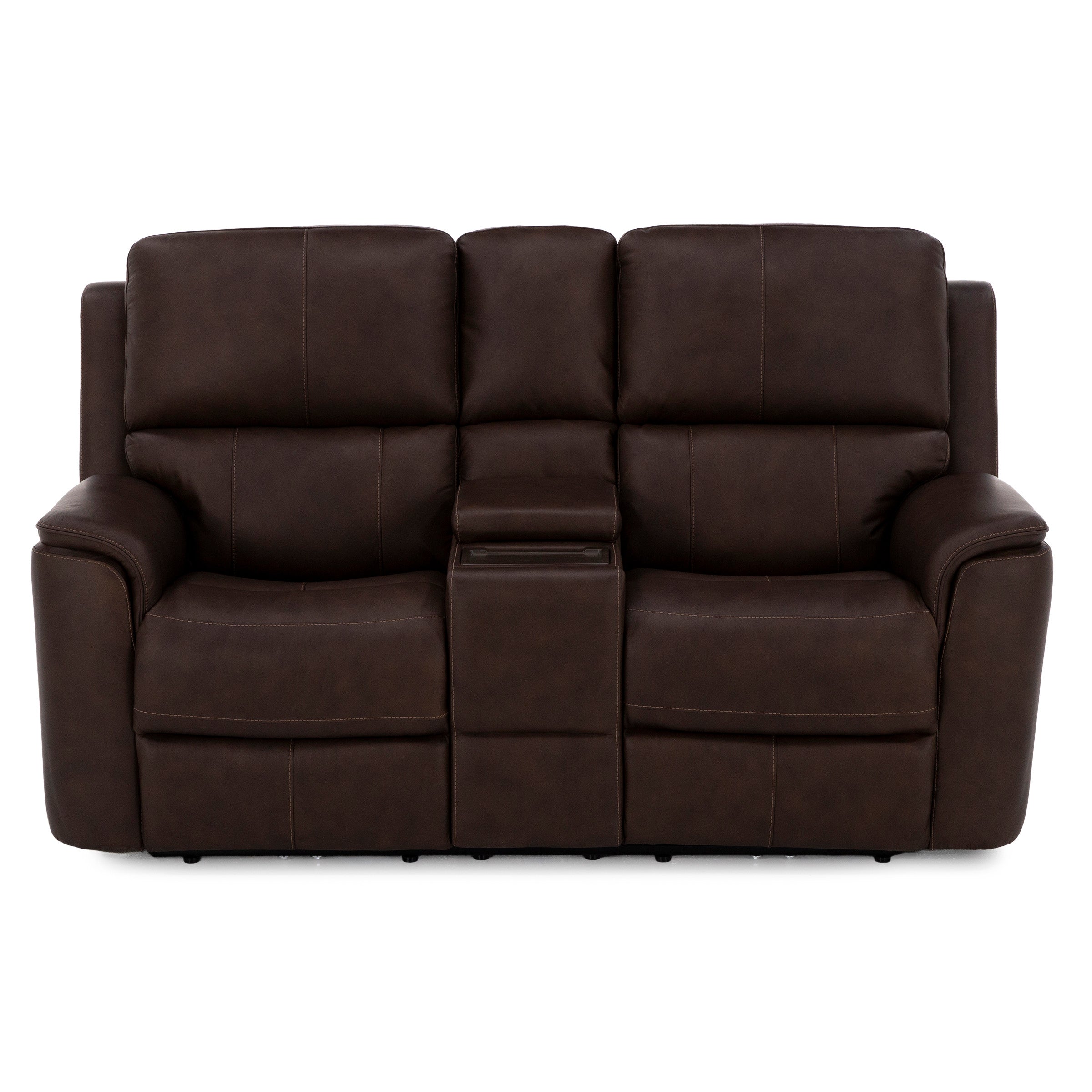 Flexsteel Hank Leather Fully Loaded Zero Gravity Console Reclining Loveseat