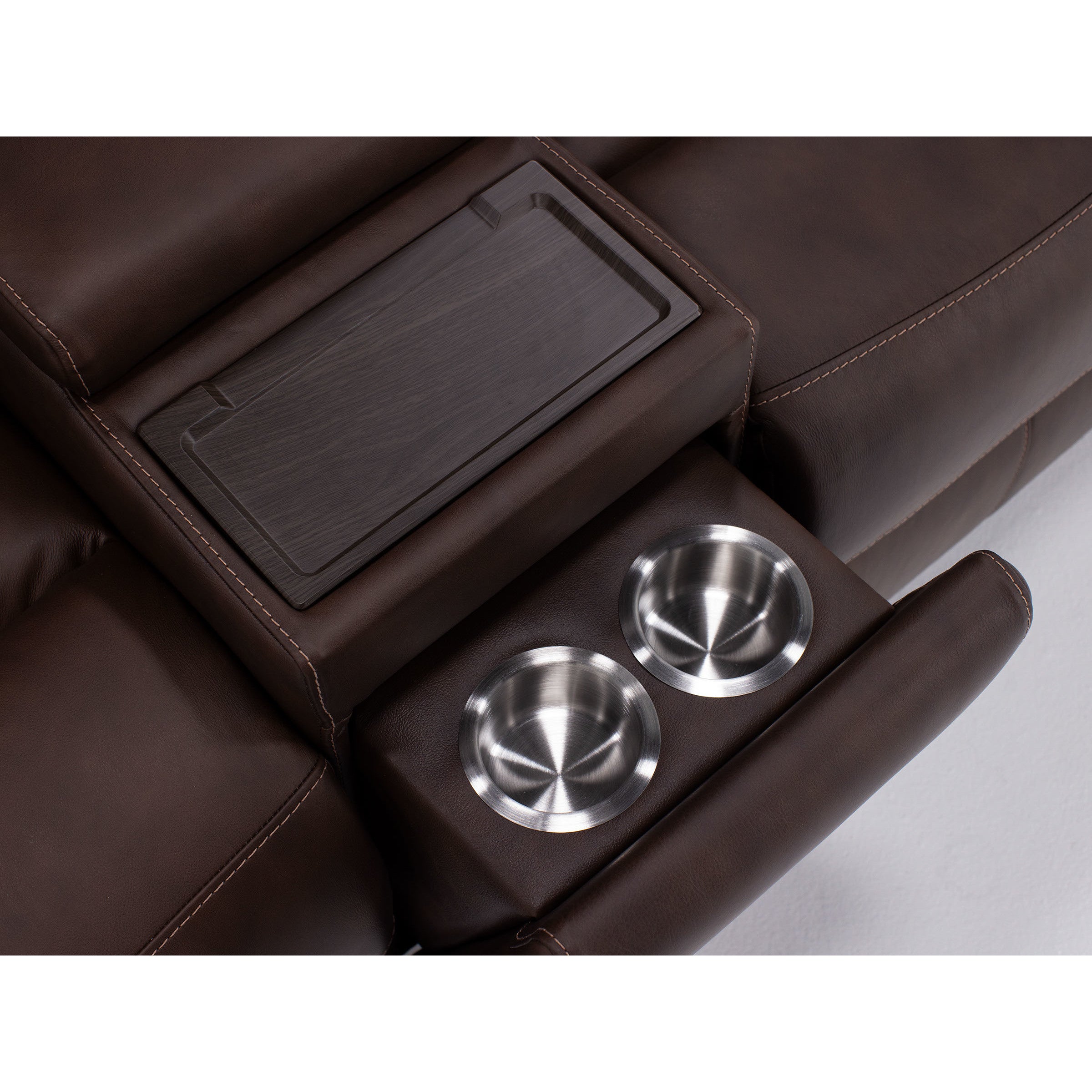 Flexsteel Hank Leather Fully Loaded Zero Gravity Console Reclining Loveseat