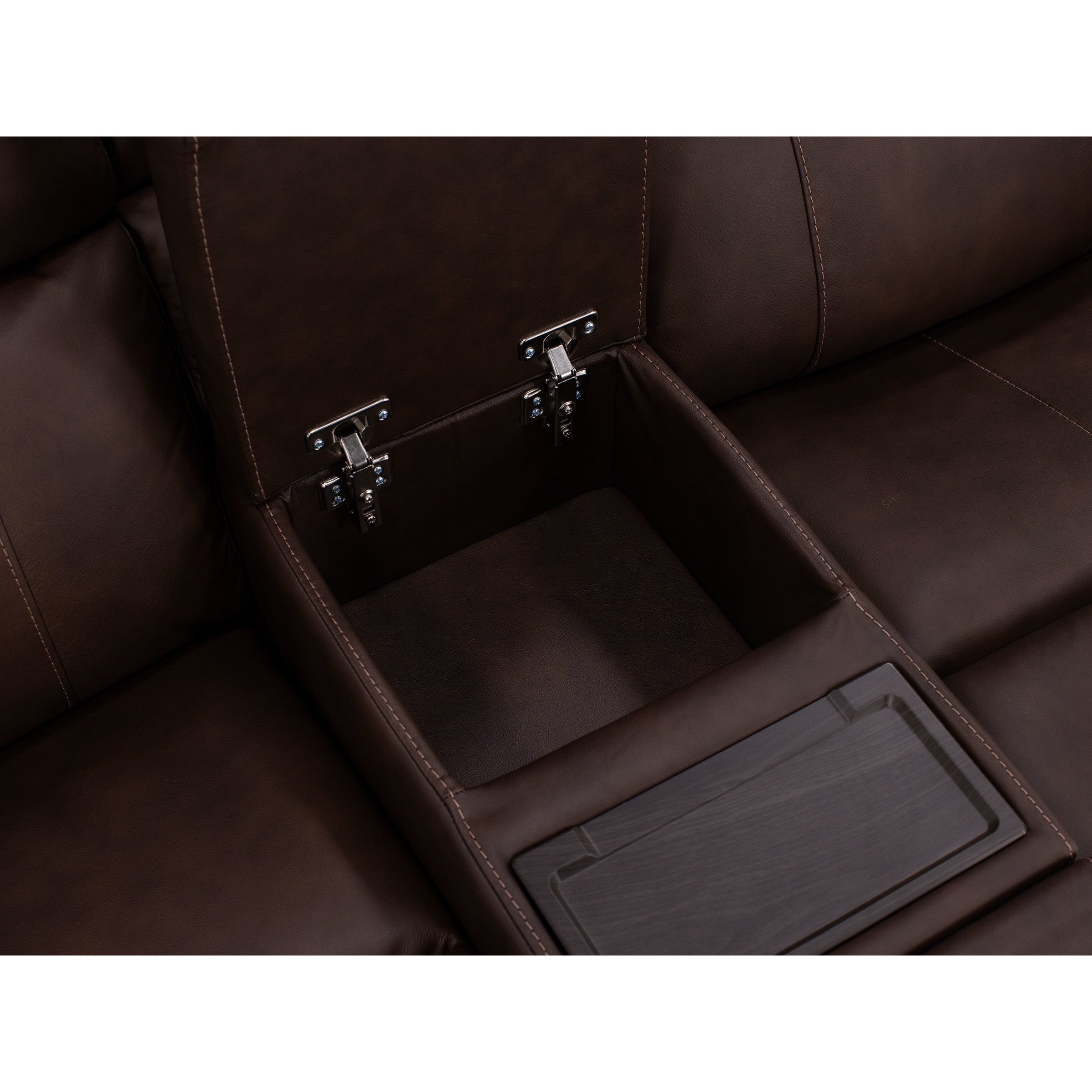 Flexsteel Hank Leather Fully Loaded Zero Gravity Console Reclining Loveseat