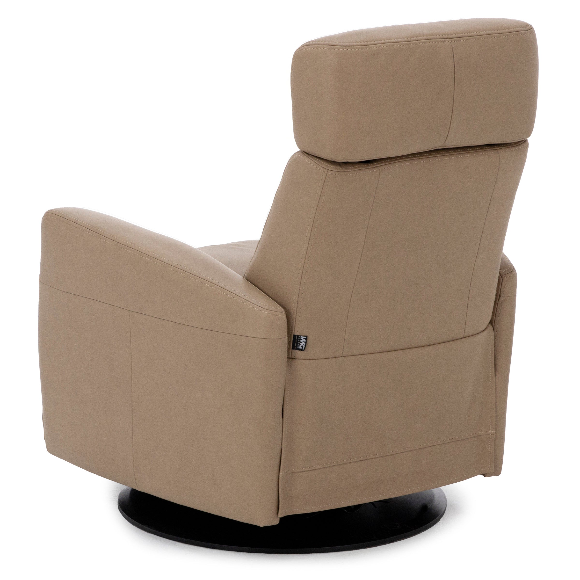 Denver Leather Large Power Swivel Glider Power Lumbar Recliner in Biscuit