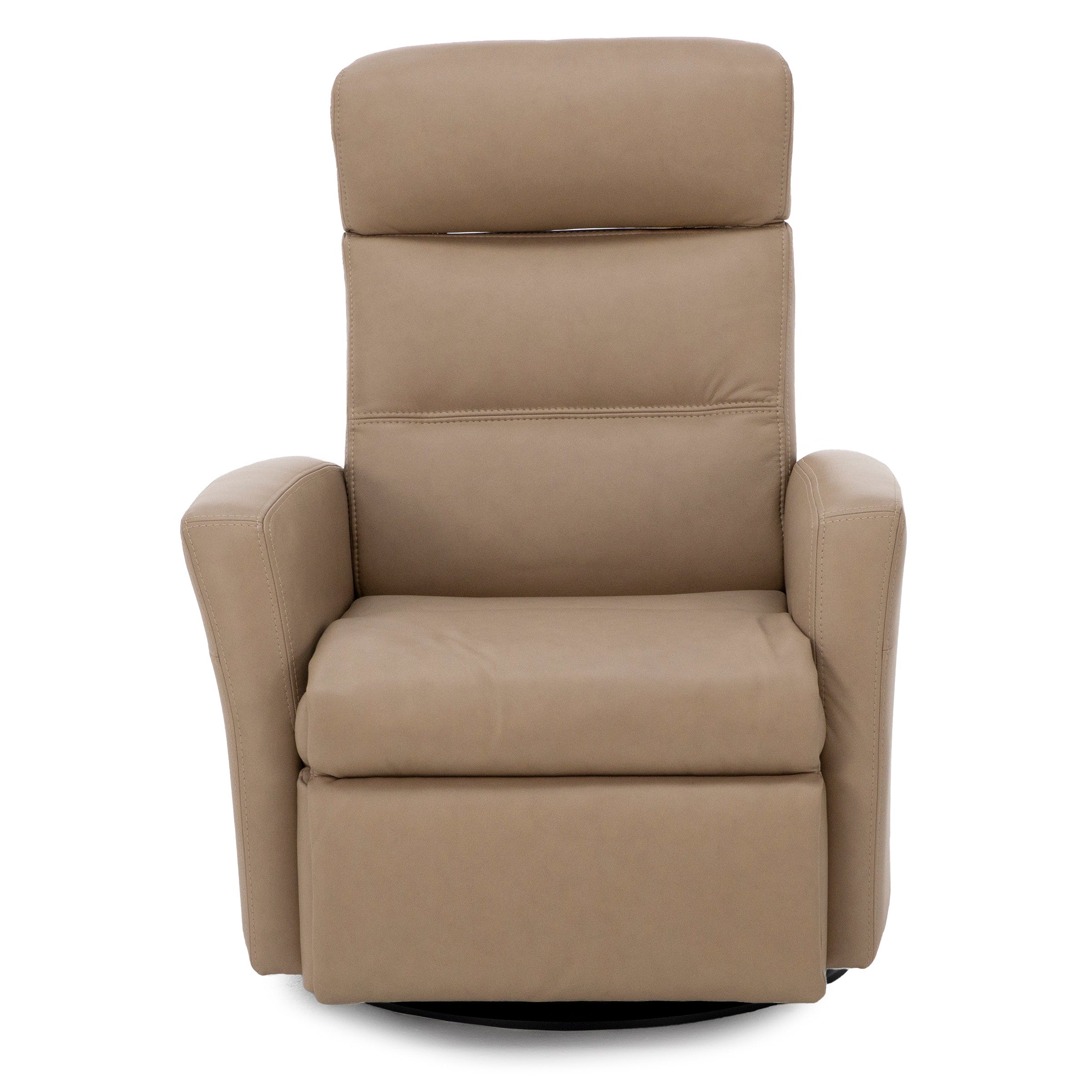 Denver Leather Large Power Swivel Glider Power Lumbar Recliner in Biscuit