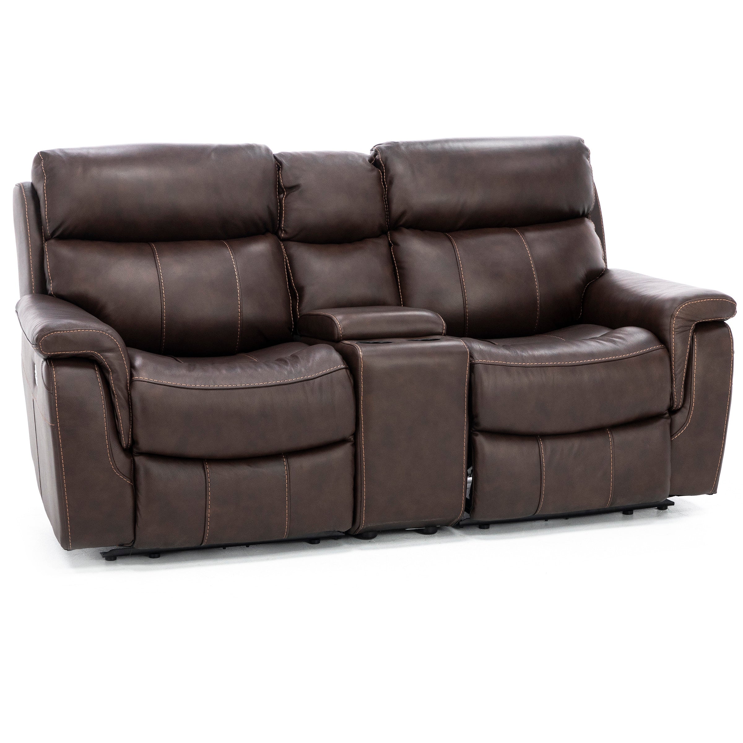 Shane Leather 3-Pc. Power Headrest Reclining Console Loveseat