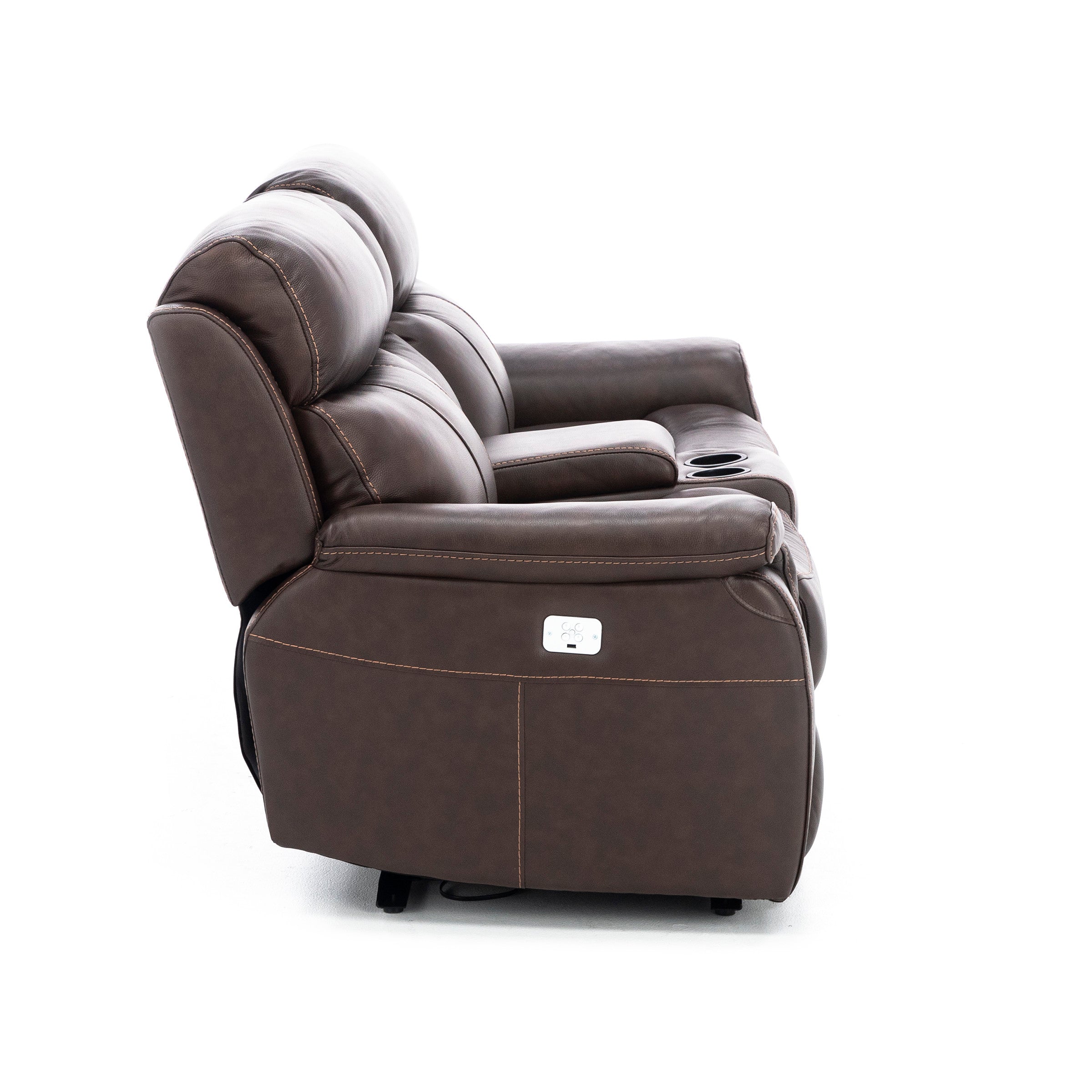 Shane Leather 3-Pc. Power Headrest Reclining Console Loveseat