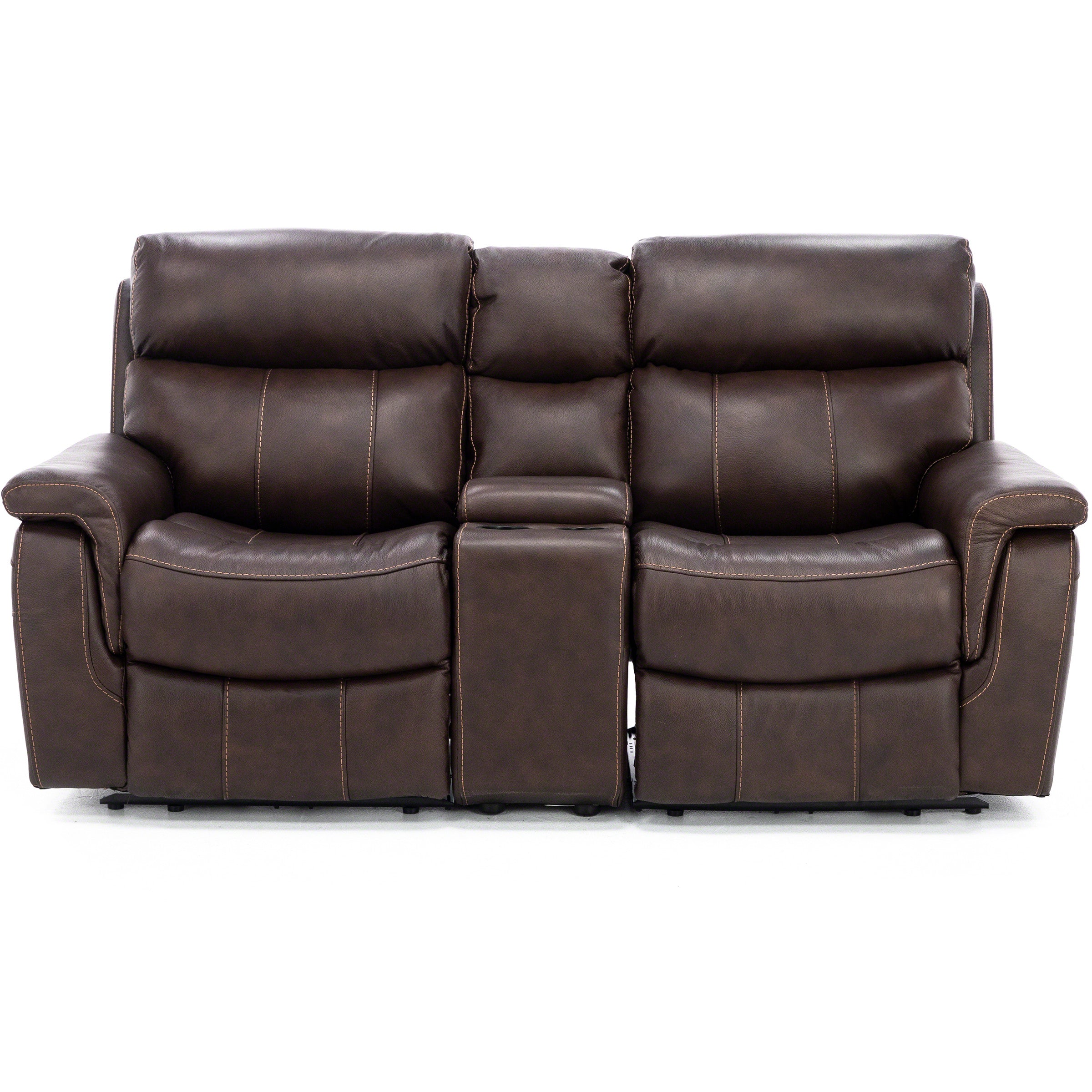 Shane Leather 3-Pc. Power Headrest Reclining Console Loveseat