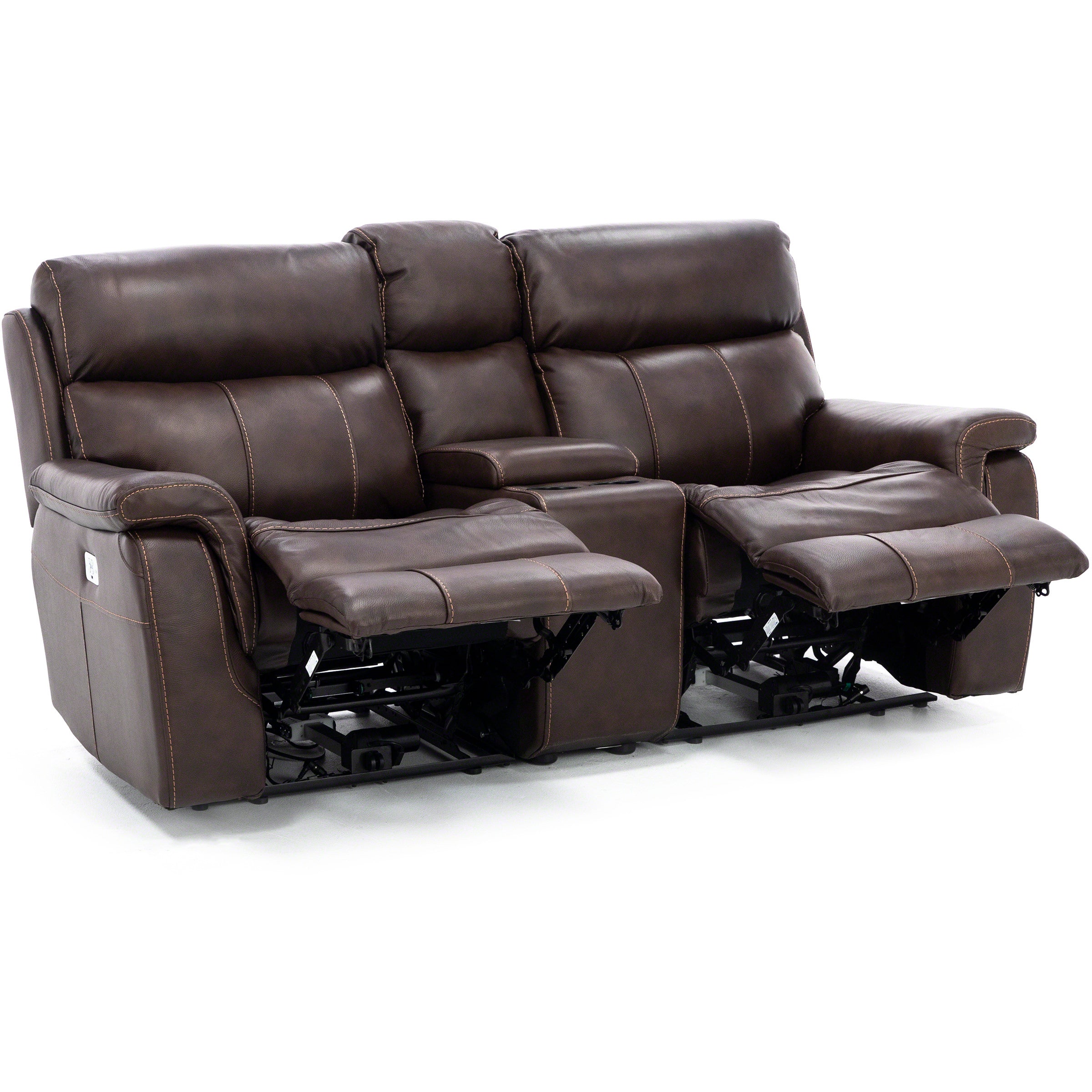 Shane Leather 3-Pc. Power Headrest Reclining Console Loveseat