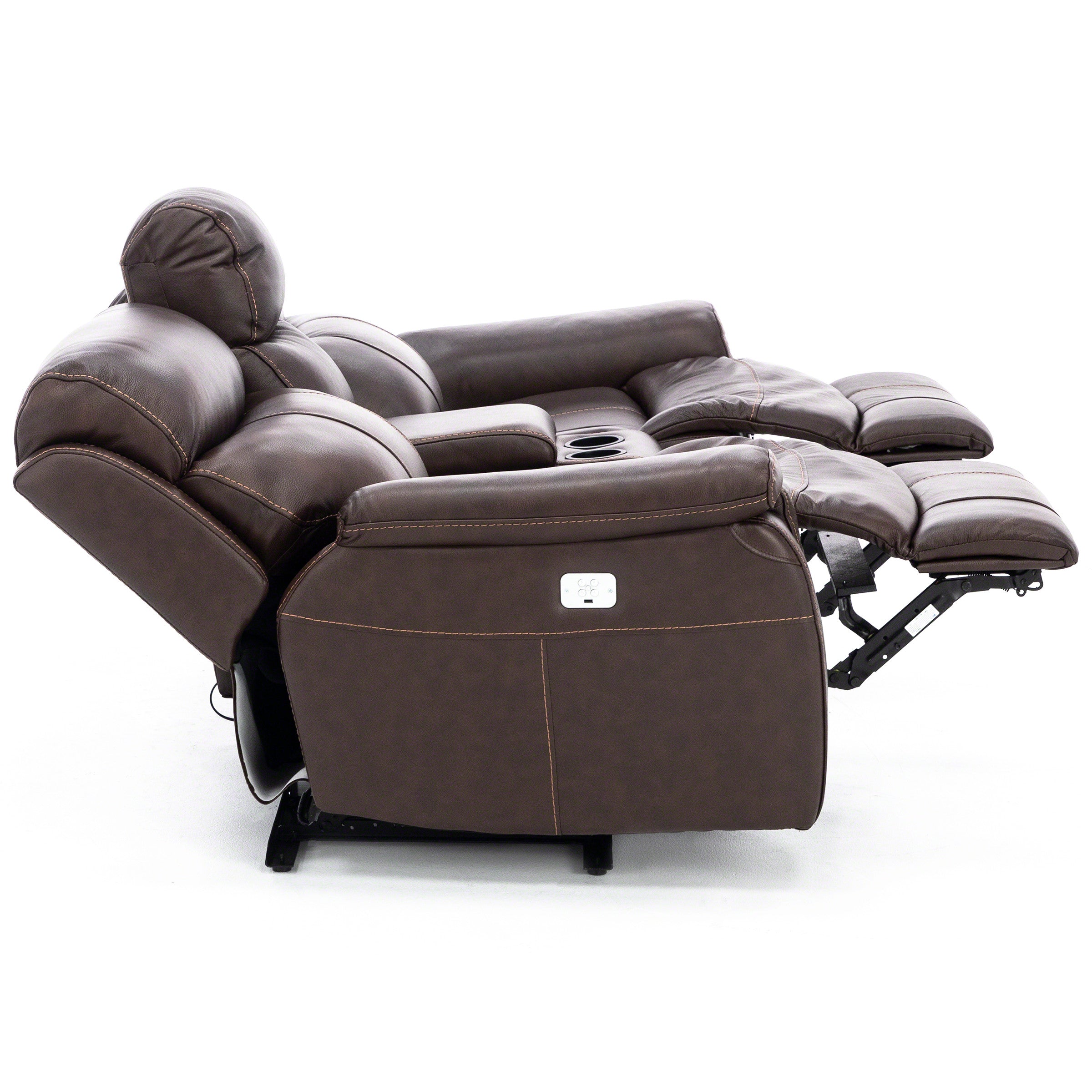 Shane Leather 3-Pc. Power Headrest Reclining Console Loveseat
