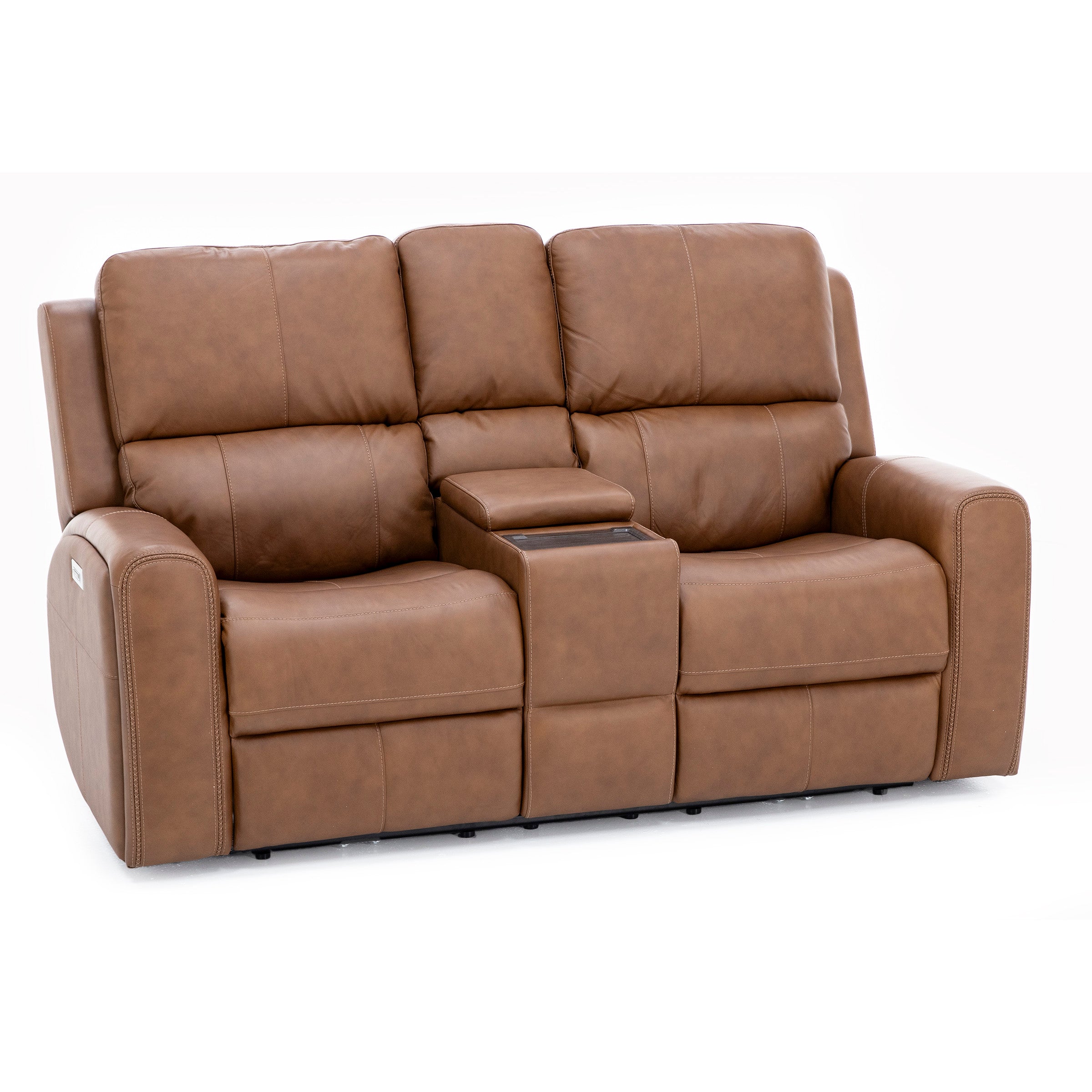 Flexsteel Landon Leather Zero Gravity Fully Loaded Reclining Console Loveseat With Wireless Charging
