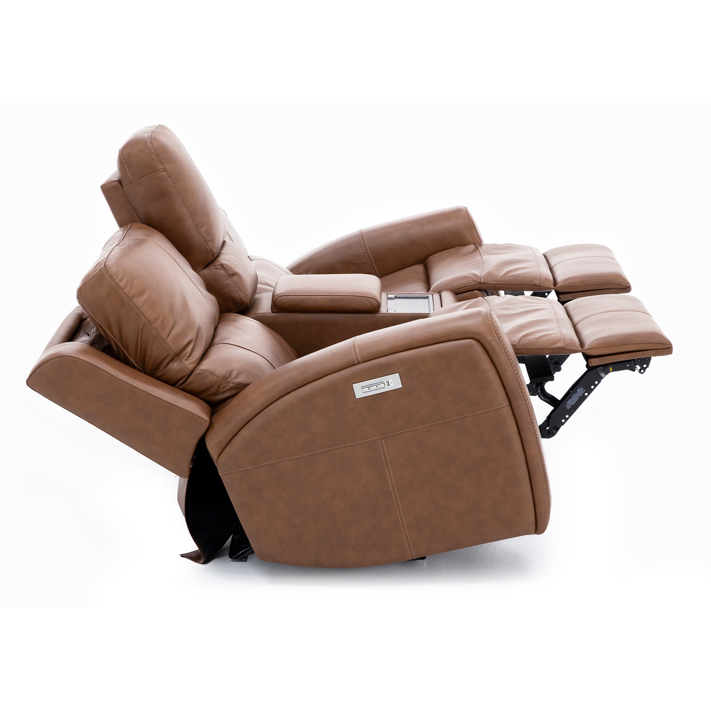 Flexsteel Landon Leather Zero Gravity Fully Loaded Reclining Console Loveseat With Wireless Charging